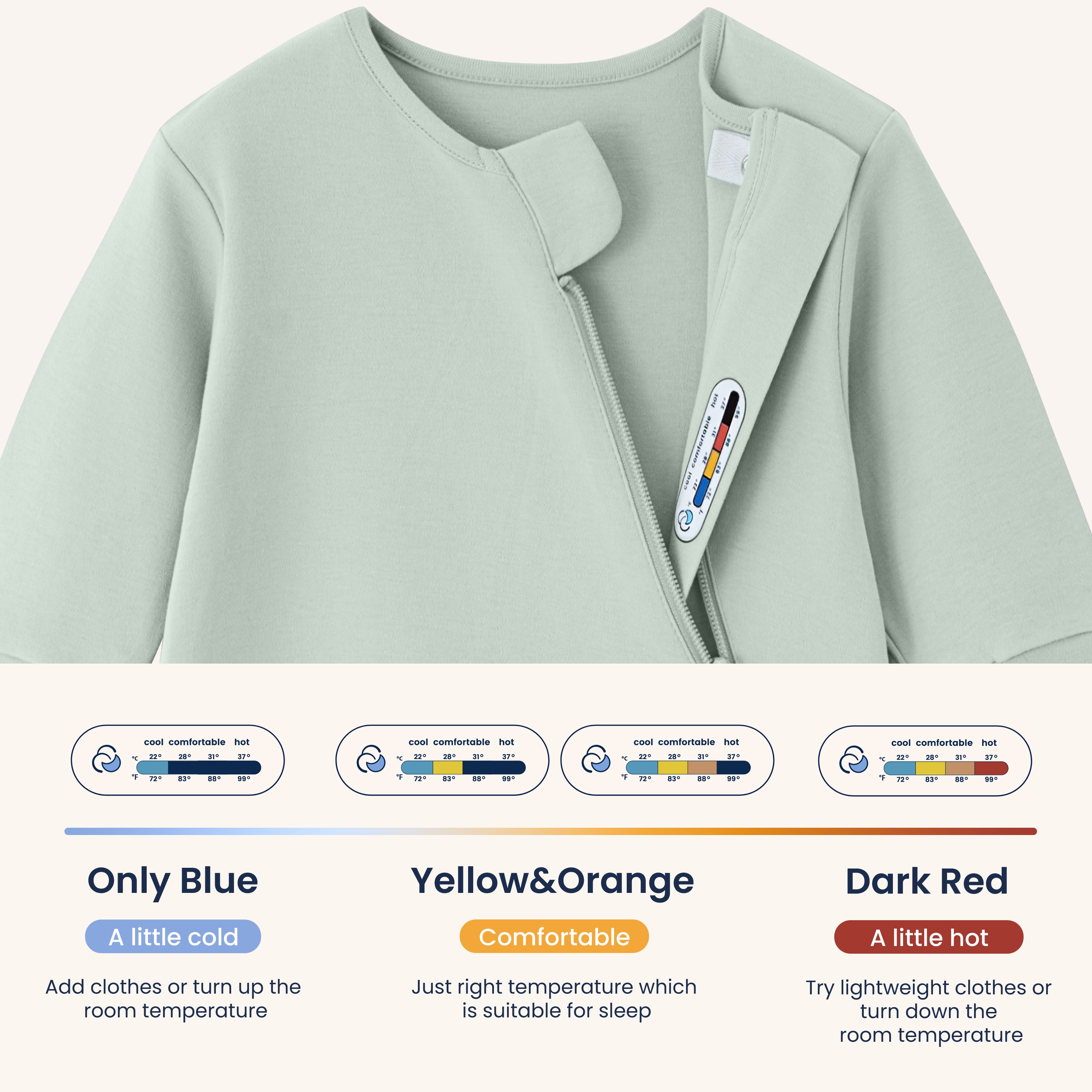 Organic Long Sleeve Sleep Sack 0.5 TOG - Pea Green