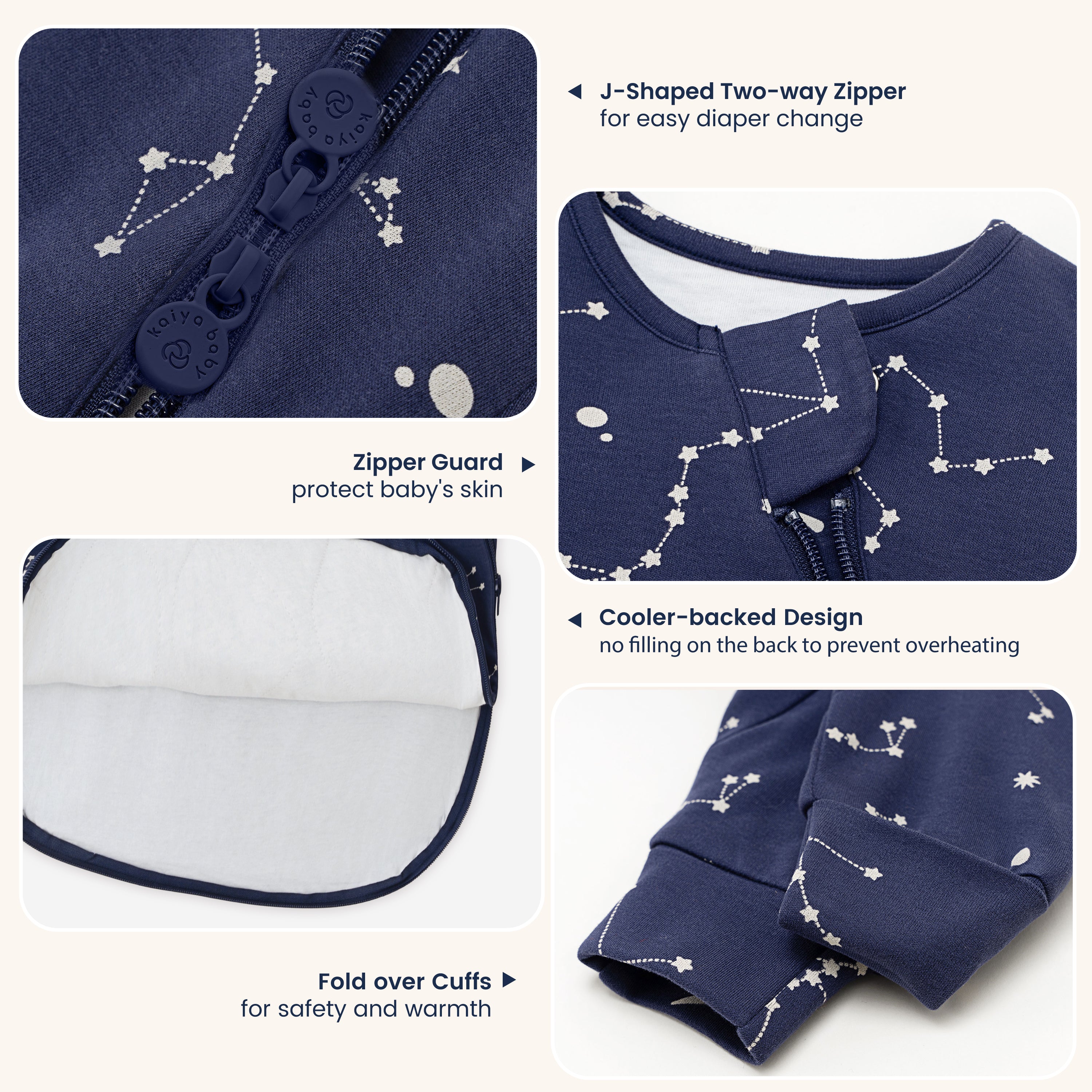 All Season Long Sleeve Sleep Sack 1.0 TOG- Organic Cotton & Camel Wool Bundle - Blue