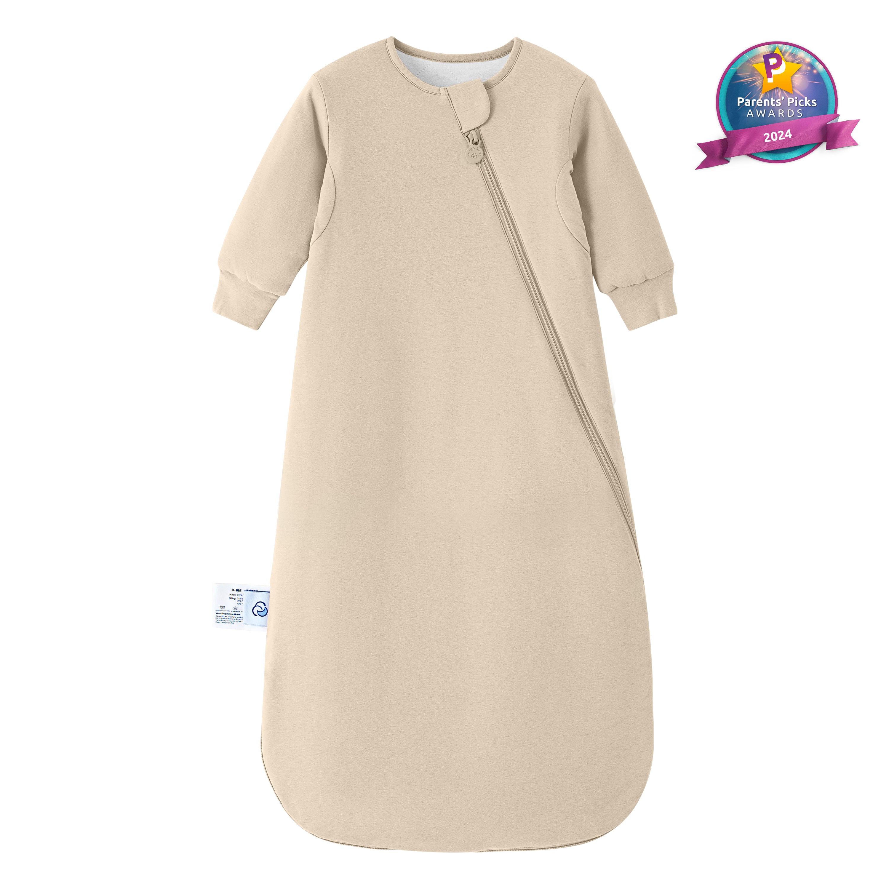 Winter Long Sleeve Sleep Sack 3.5 TOG - Organic Cotton & Camel Wool - Beige