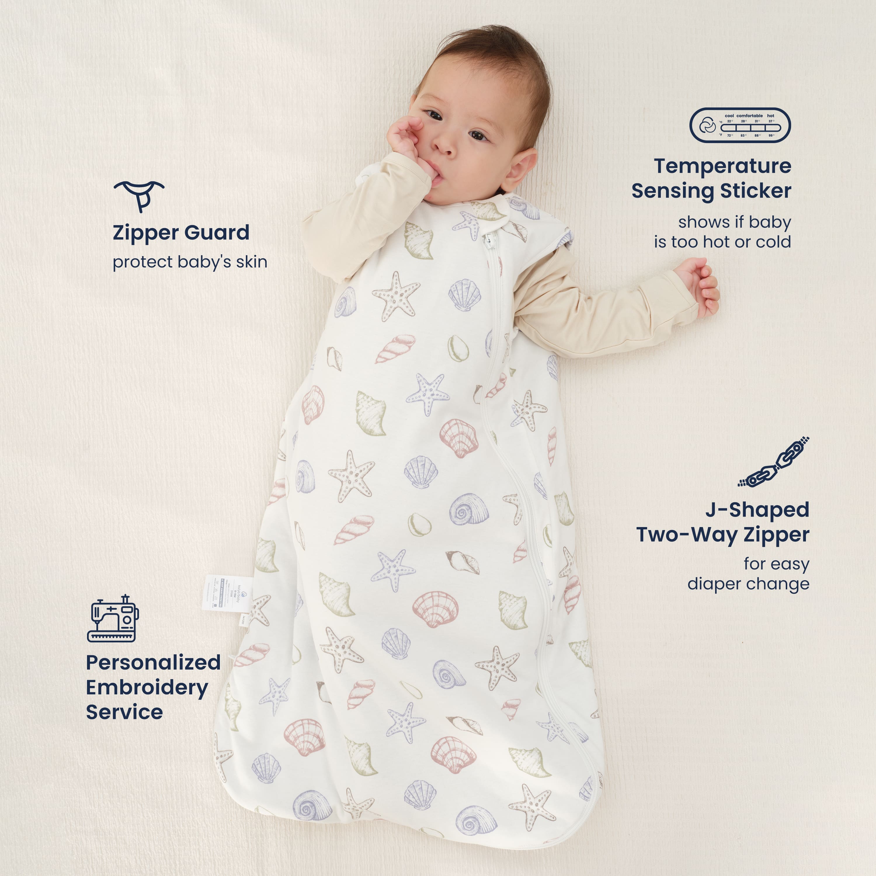 All Season Sleeveless Sleep Sack 1.0 TOG - Organic Cotton & Camel Wool - Shell