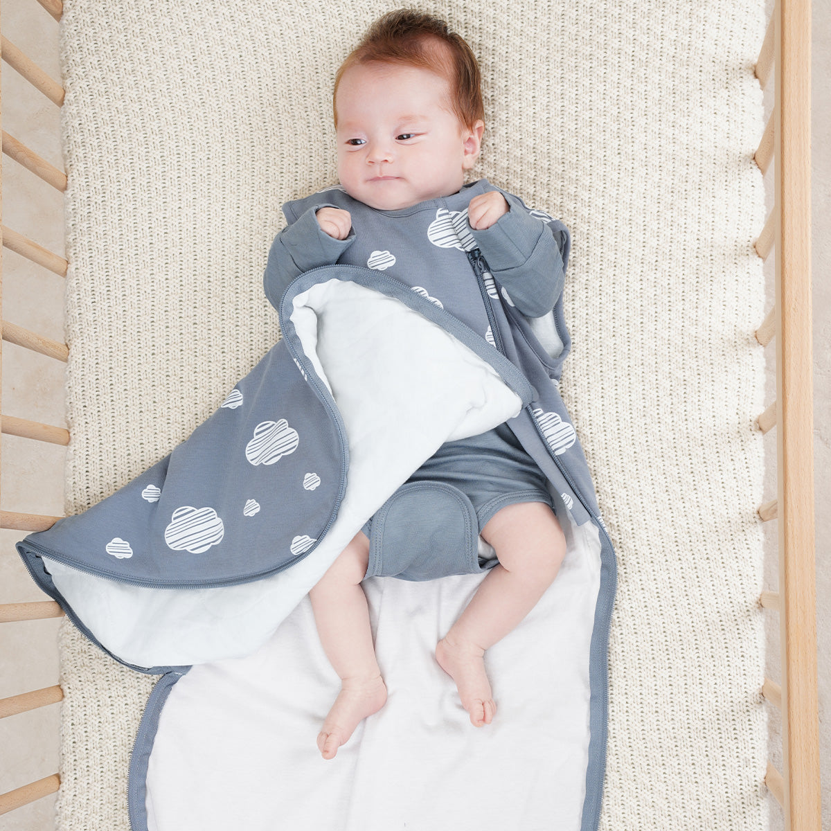 All Season Sleeveless Sleep Sack 1.0 TOG - Organic Cotton & Camel Wool - Blue Sky