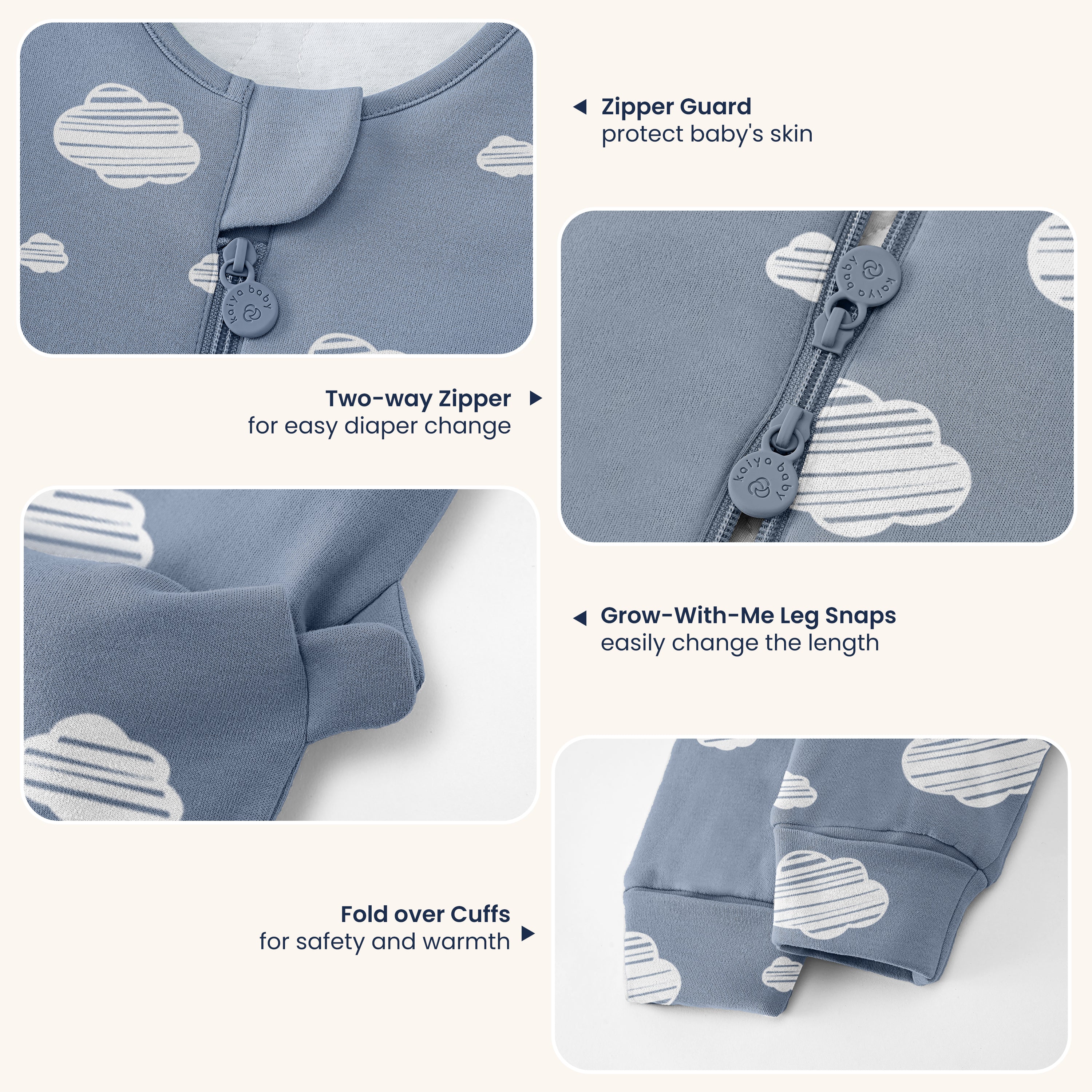 All Season Sleeveless Sleep Sack Walker 1.0 TOG - Organic Cotton & Camel Wool - Blue Sky