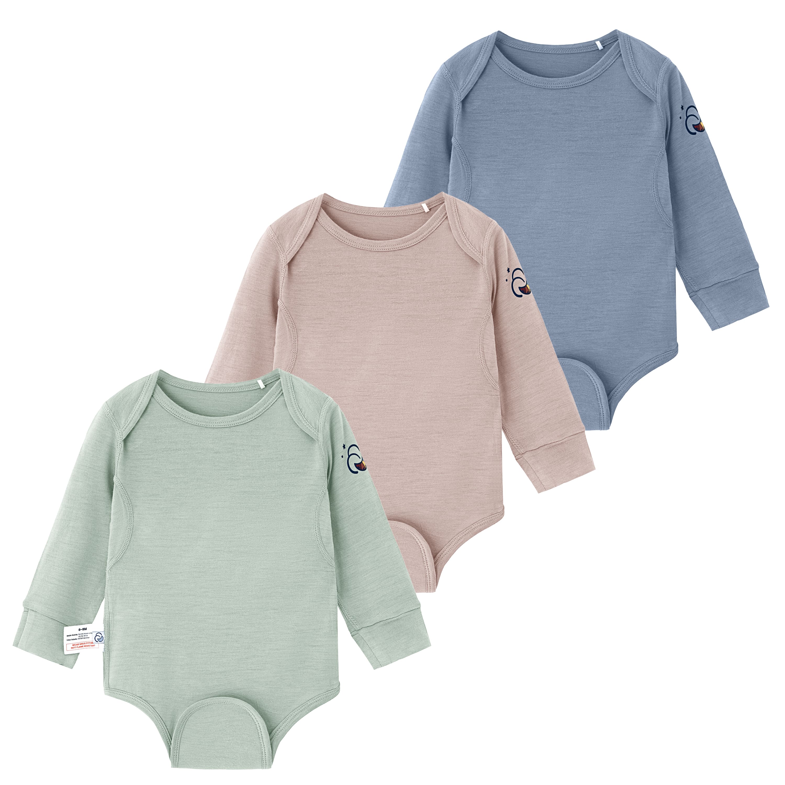 ClimaCuddle® Baby Bodysuit Long Sleeve - Merino Wool & Rayon Bamboo 3- Pack Bundle