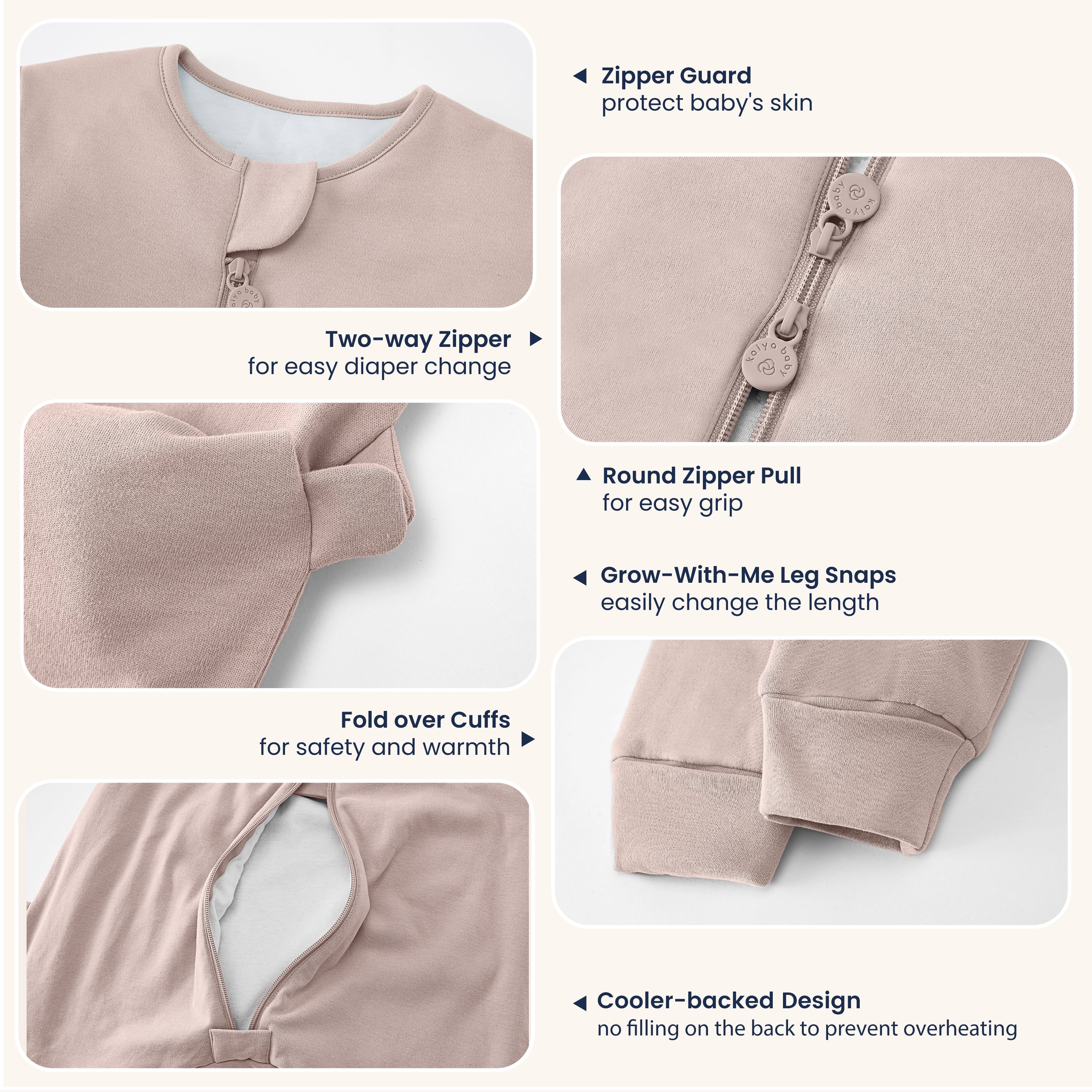 All Season Long Sleeve Sleep Sack Walker 1.0 TOG - Organic Cotton & Camel Wool Bundle- Pink
