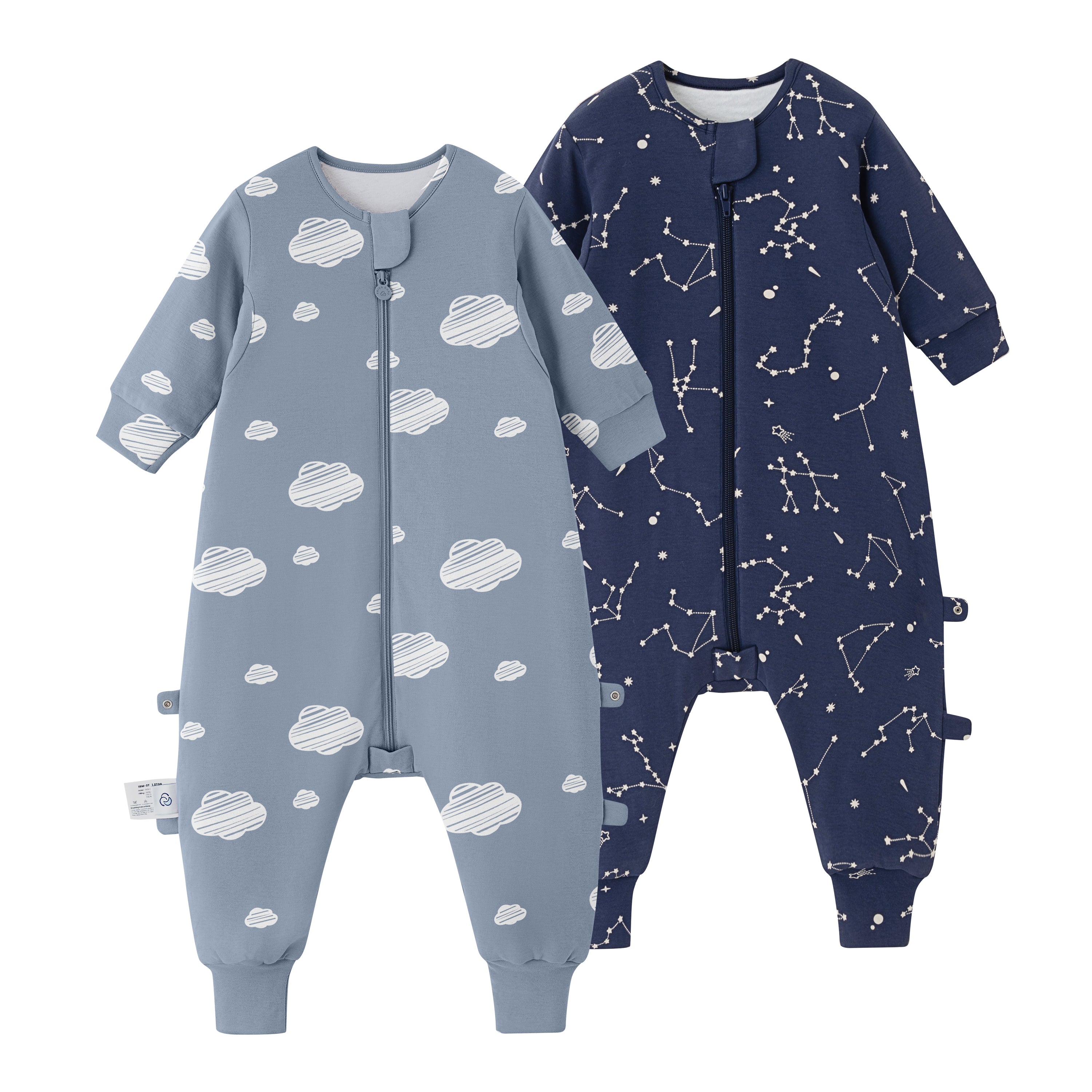 Warm Long Sleeve Sleep Sack Walker 2-Pack 2.5 TOG - Organic Cotton & Camel Wool - Blue