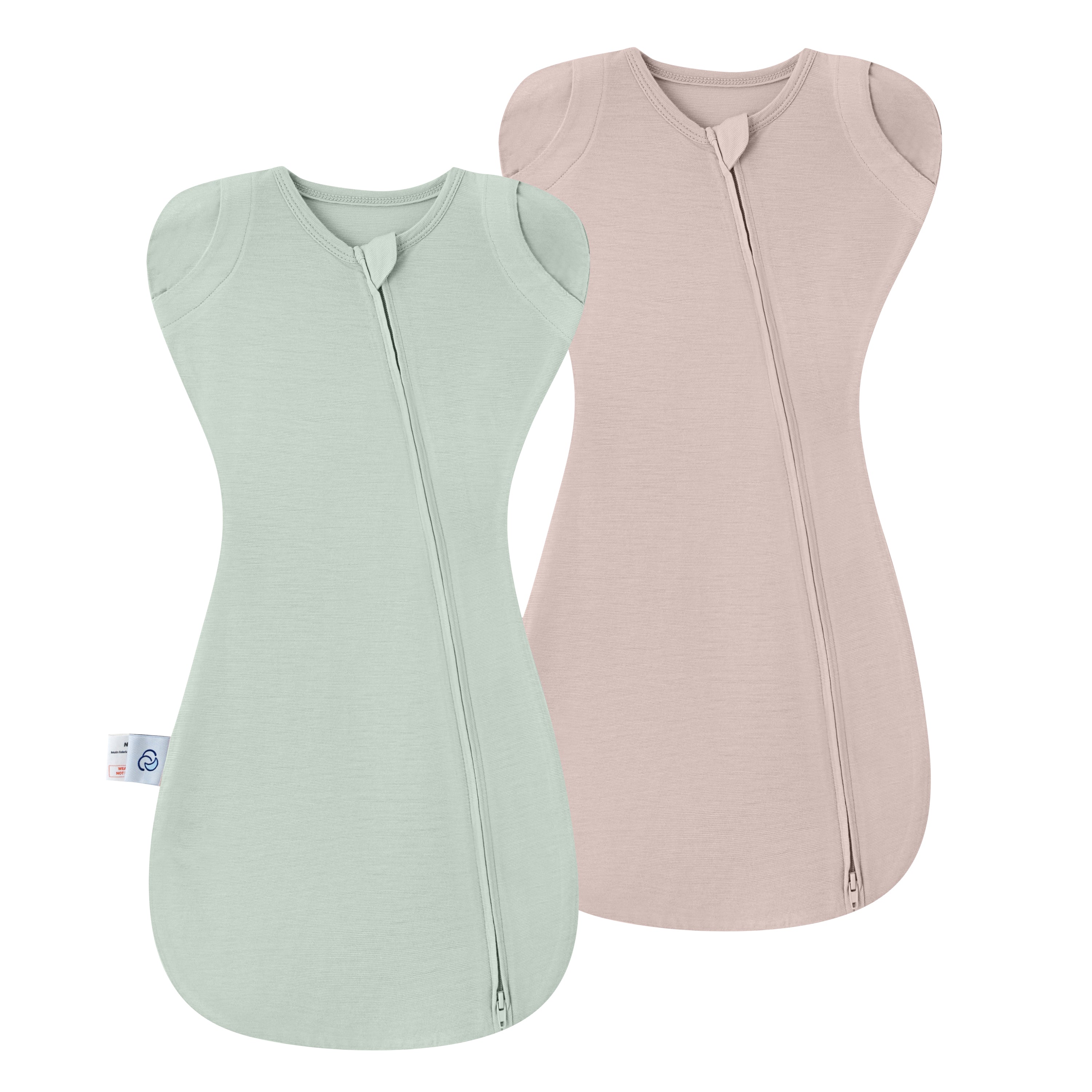 ClimaCuddle® Swaddle 2-in-1 0.5 TOG - Merino Wool & Rayon Bamboo -Pea Green+Dusty Pink