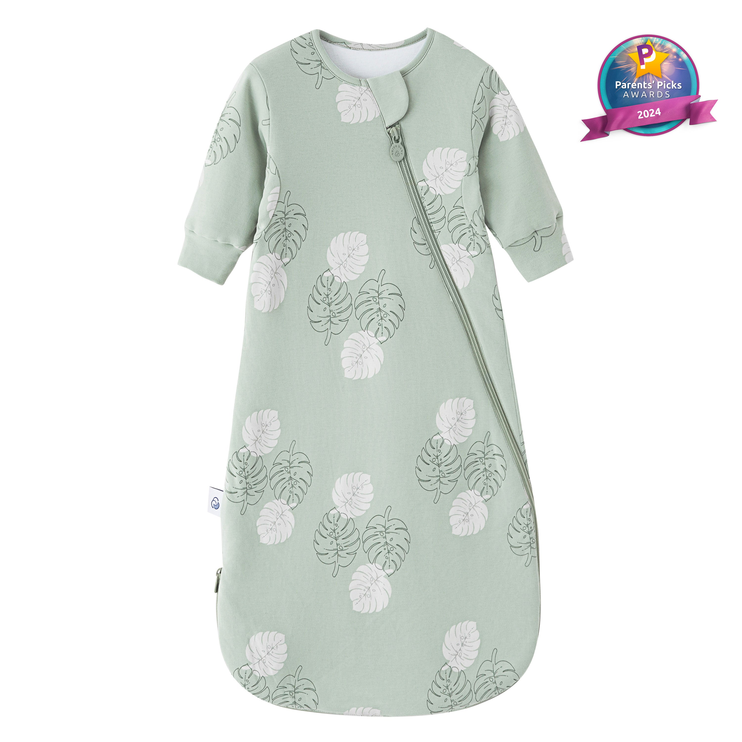 All Season Long Sleeve Sleep Sack 1.0 TOG - Organic Cotton & Camel Wool - Monstera