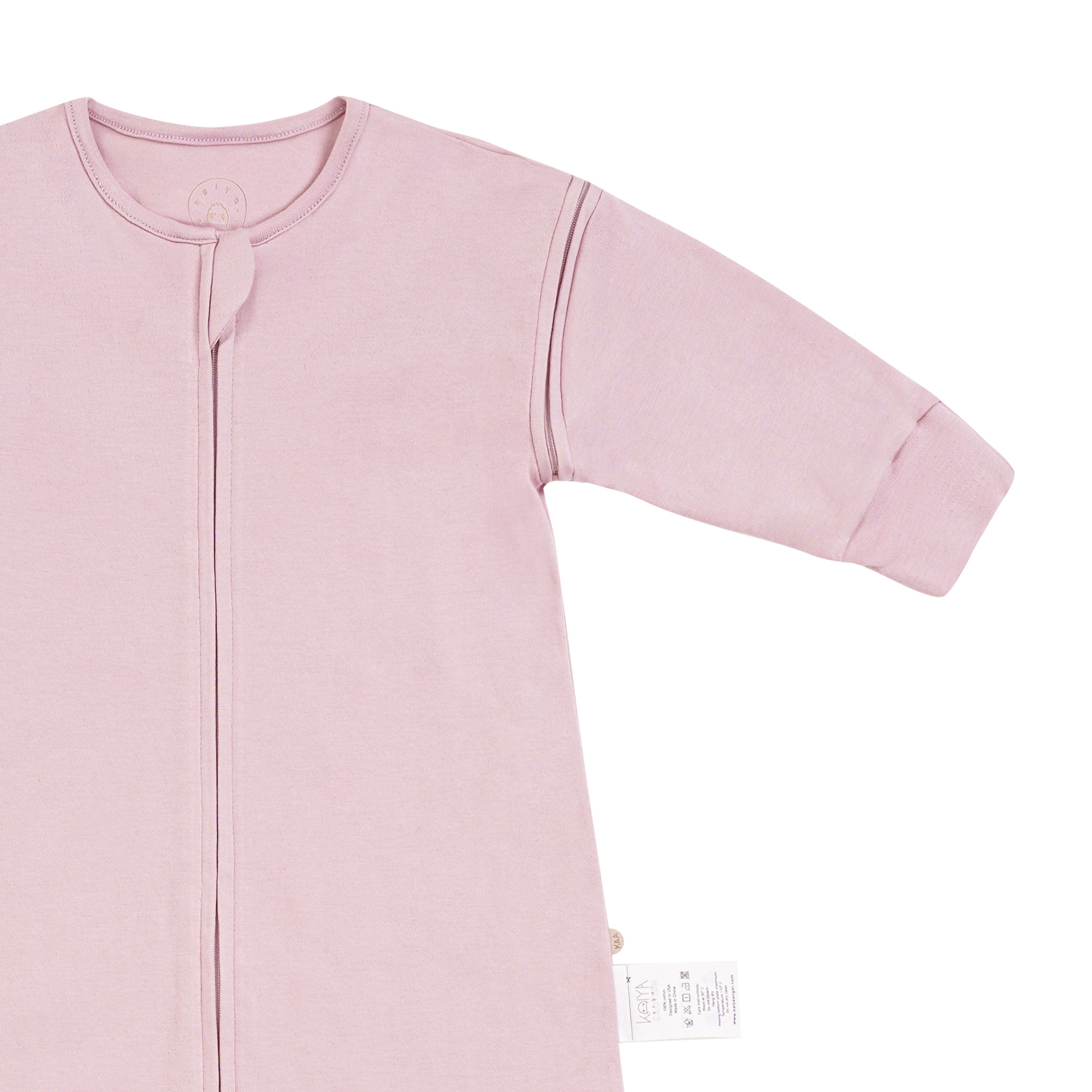Pima Cotton Front Opening Long Sleeve Sleep Sack 0.5 TOG - Cameo Pink