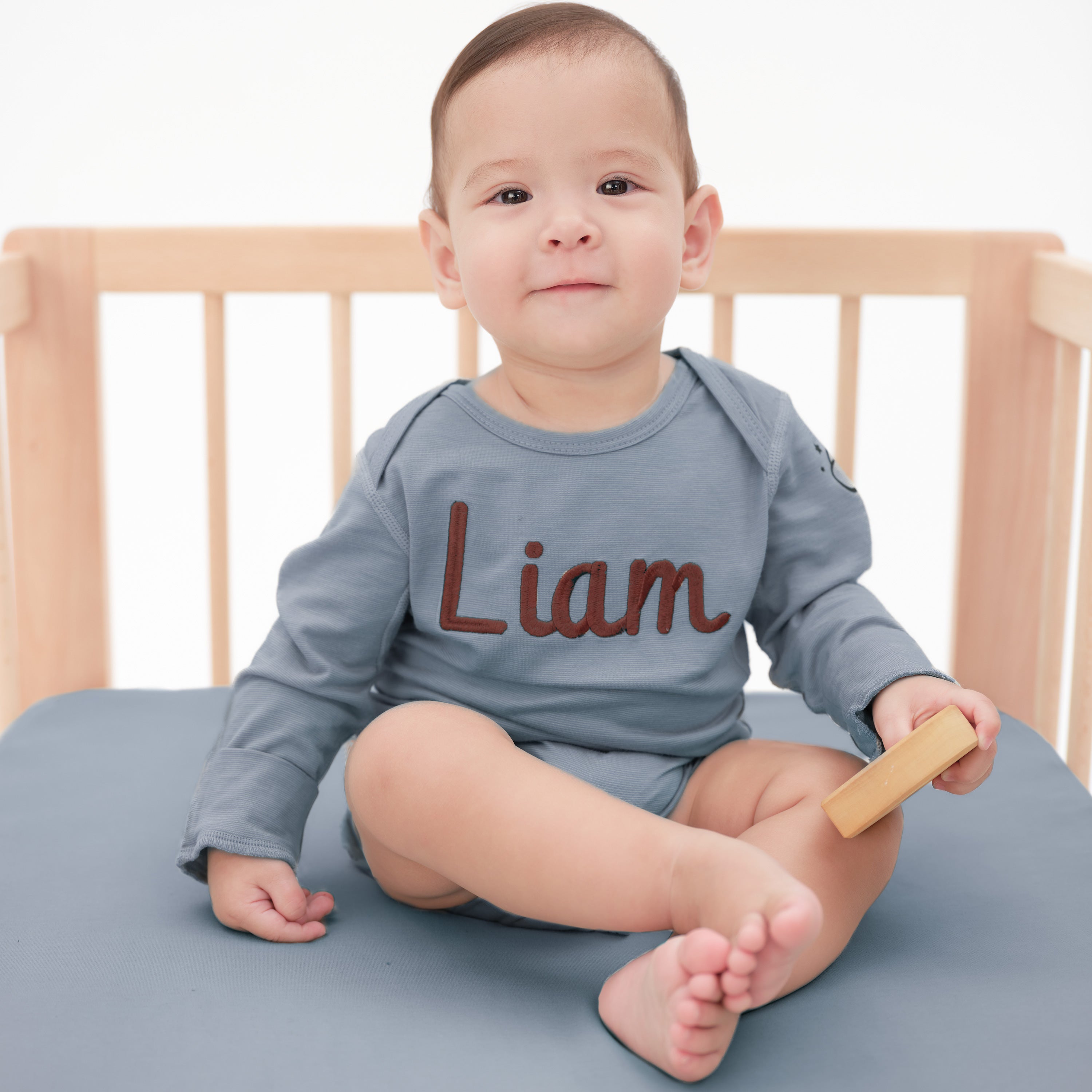 Baby Organic Cotton GentleNote Crib Sheet Misty Blue