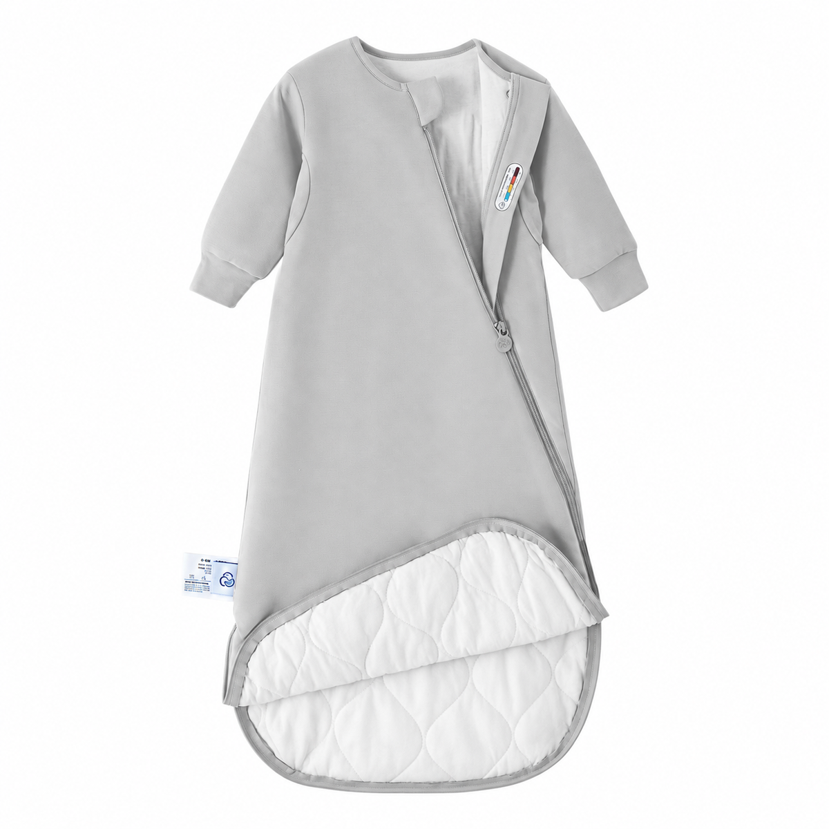 Warm Long Sleeve Sleep Sack 2.5 TOG - Organic Cotton & Camel Wool - Light gray