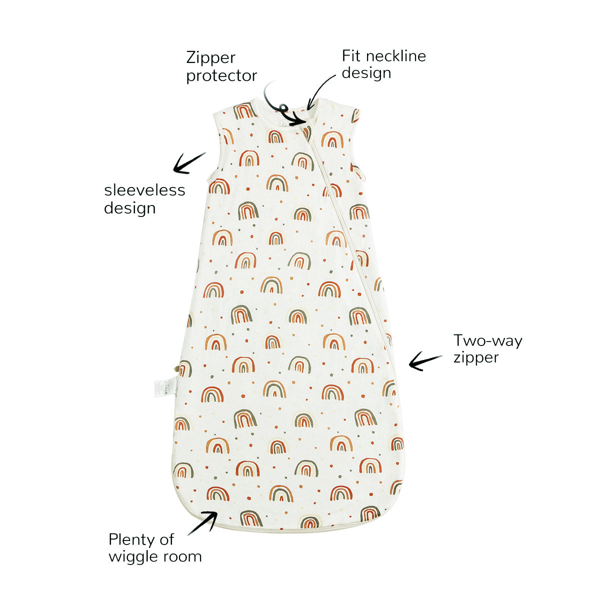 Bamboo Quilted Sleeveless Baby Sleep Sack TOG 1.0 - Rainbow