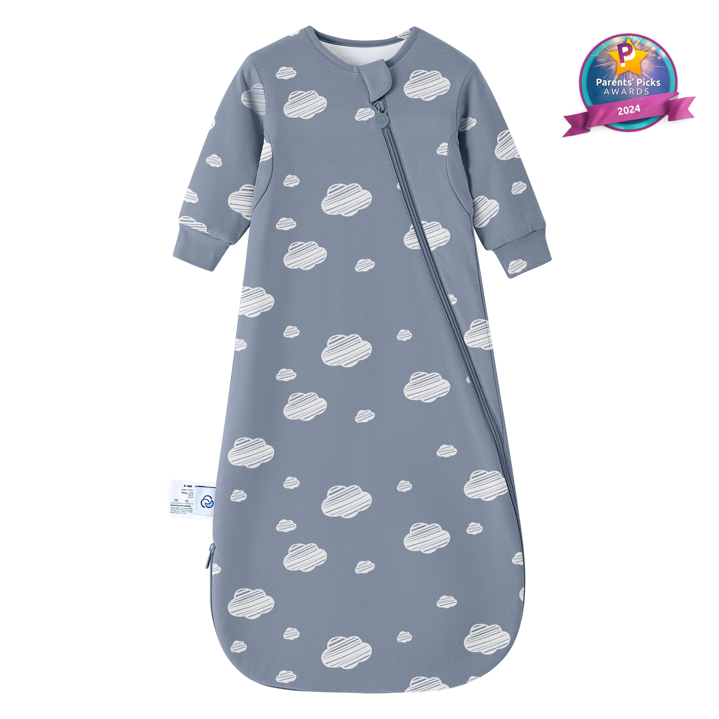 All Season Long Sleeve Sleep Sack 1.0 TOG - Organic Cotton & Camel Wool - Blue Sky