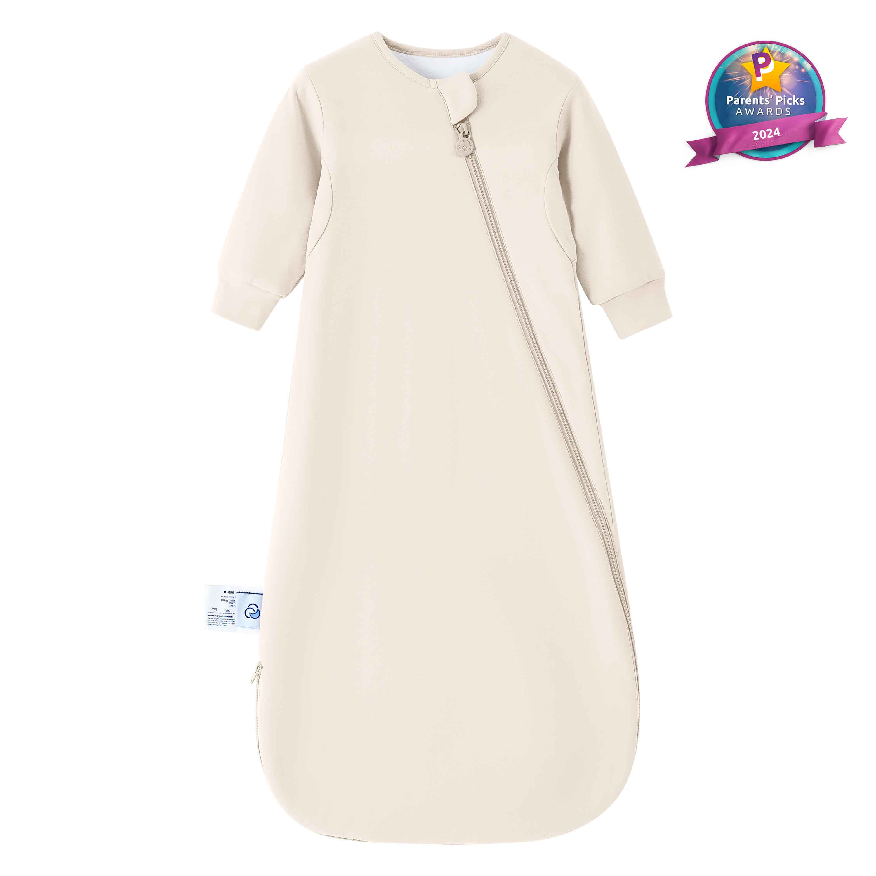 All Season Long Sleeve Sleep Sack 1.0 TOG - Organic Cotton & Camel Wool - Cream