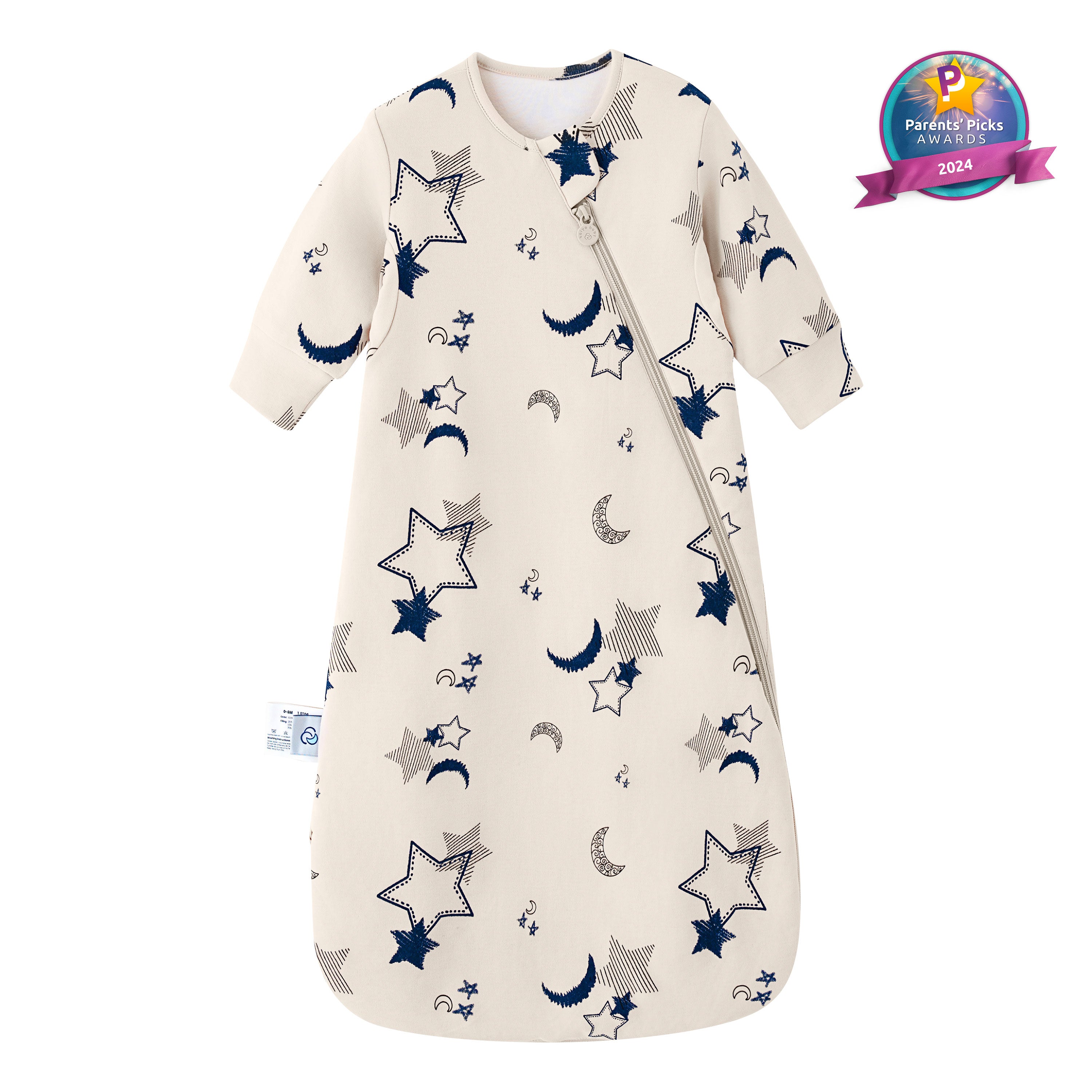 All Season Long Sleeve Sleep Sack 1.0 TOG - Organic Cotton & Camel Wool - Moonlit