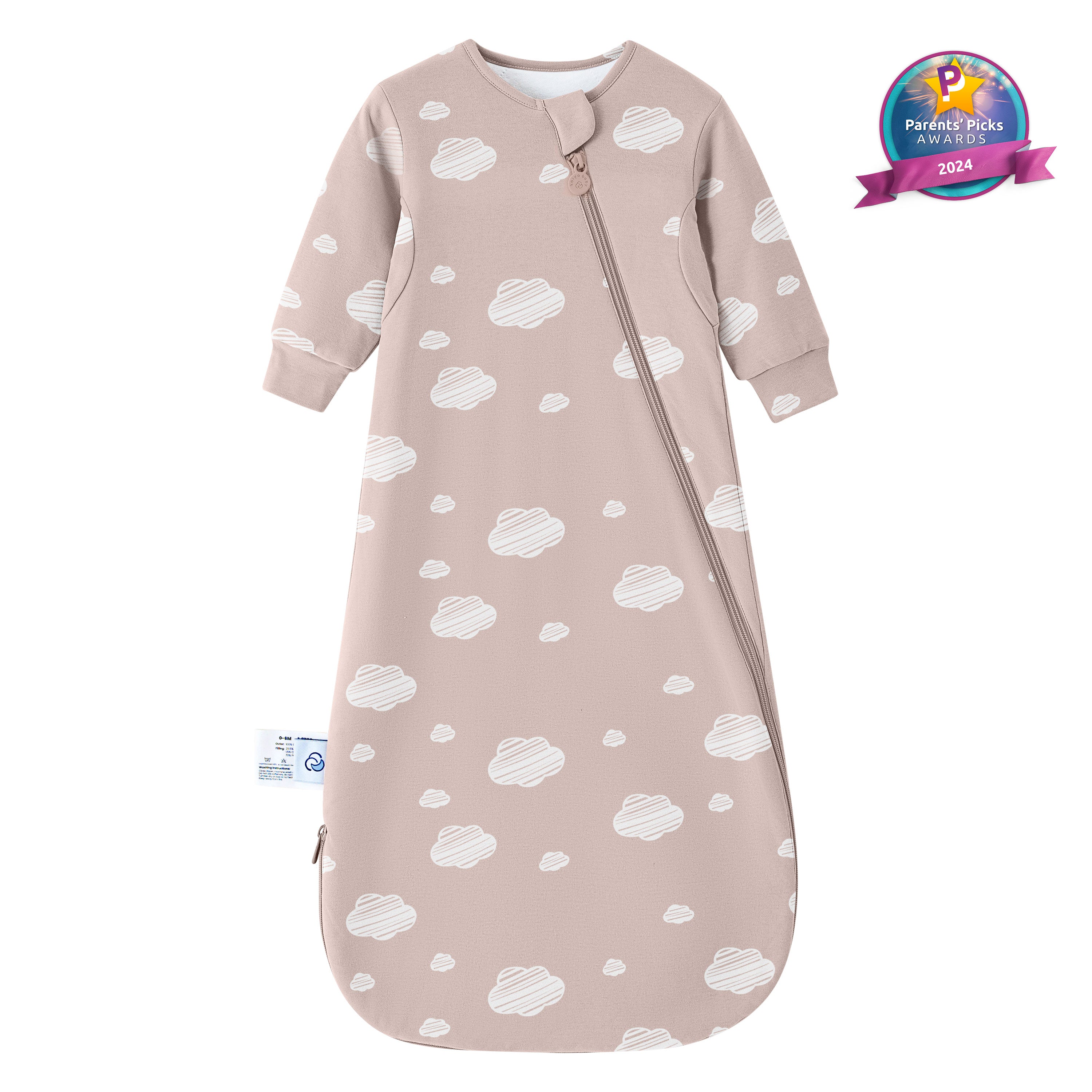 All Season Long Sleeve Sleep Sack 1.0 TOG - Organic Cotton & Camel Wool - Pink Sky