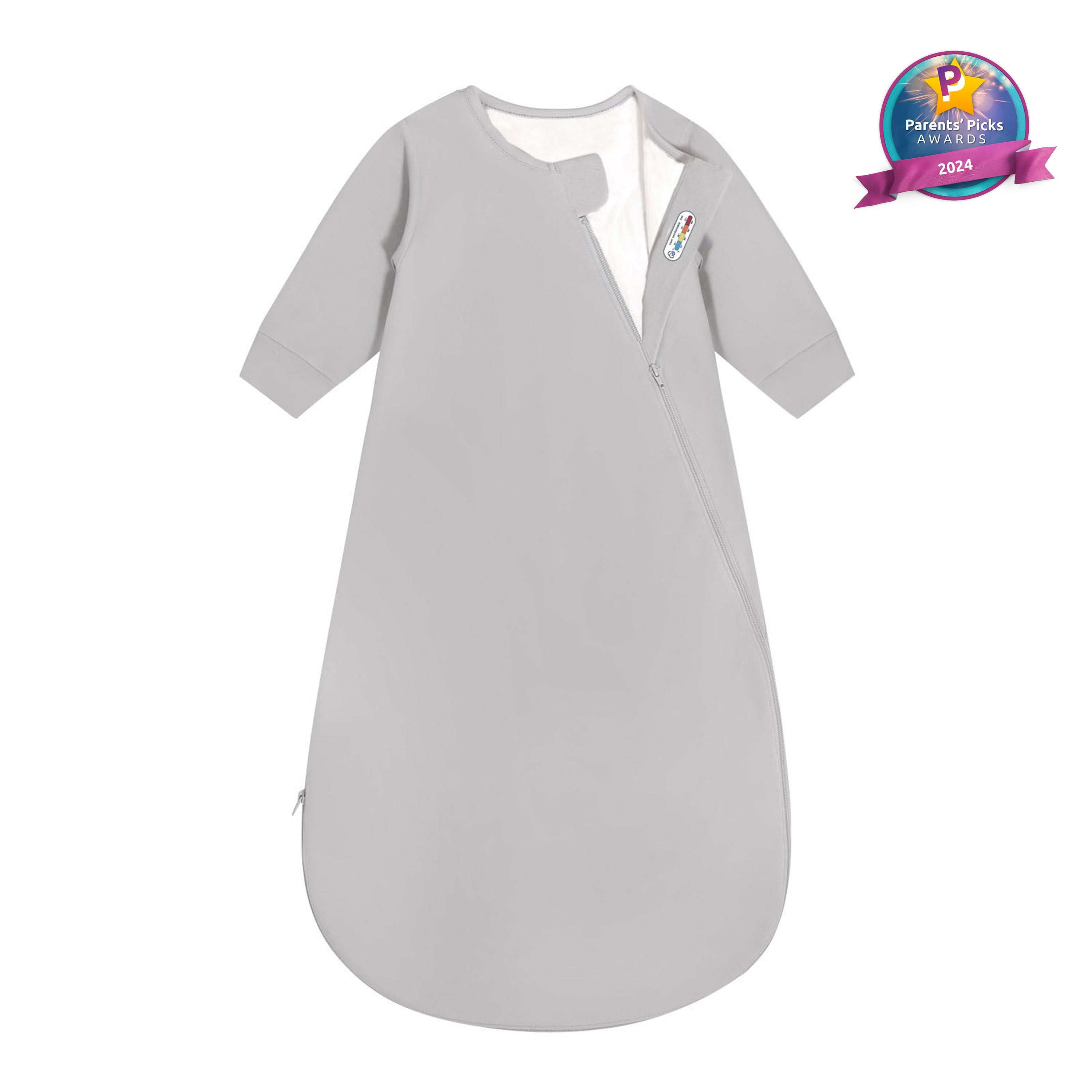 All Season Long Sleeve Sleep Sack 1.0 TOG - Organic Cotton & Camel Wool - Stone Gray