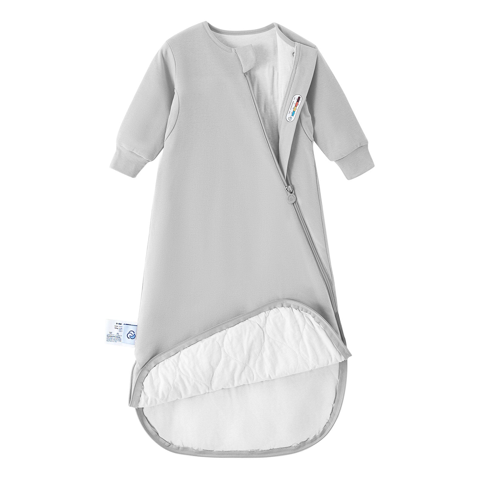 All Season Long Sleeve Sleep Sack 1.0 TOG - Organic Cotton & Camel Wool - Stone Gray