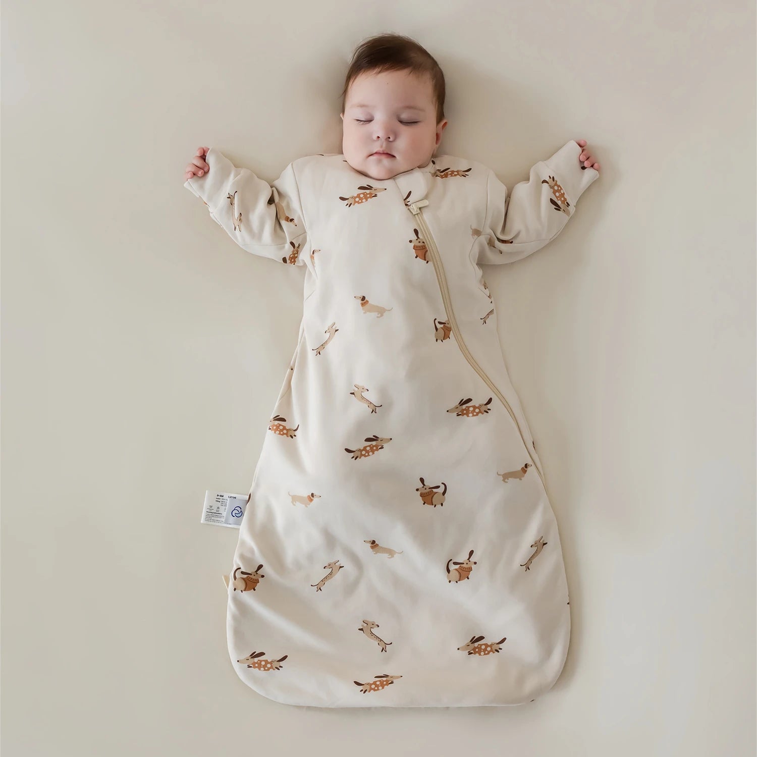 All Season Long Sleeve Sleep Sack 1.0 TOG - Organic Cotton & Camel Wool - Sunny Pup