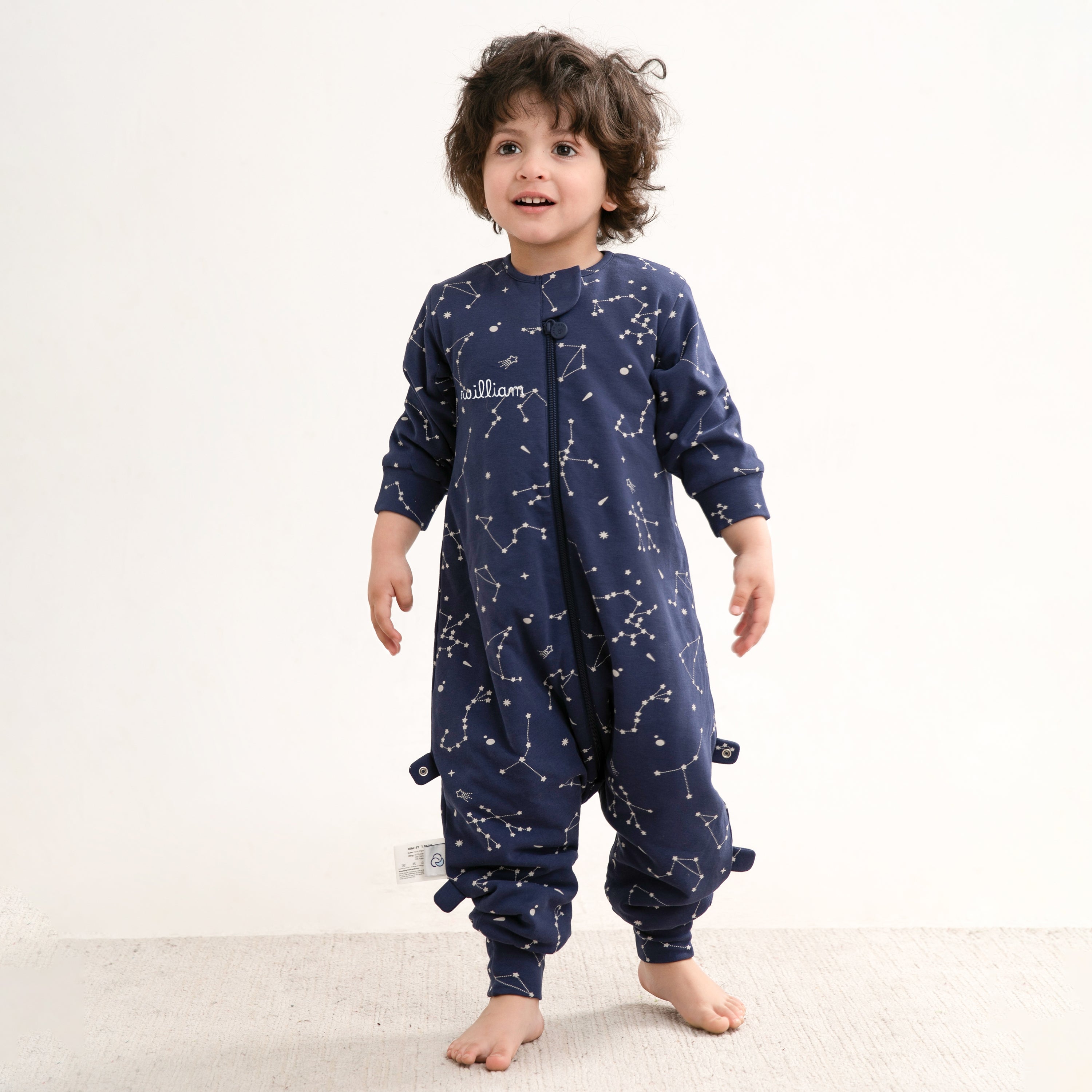 All Season Long Sleeve Sleep Sack Walker 1.0 TOG - Organic Cotton & Camel Wool - Blue