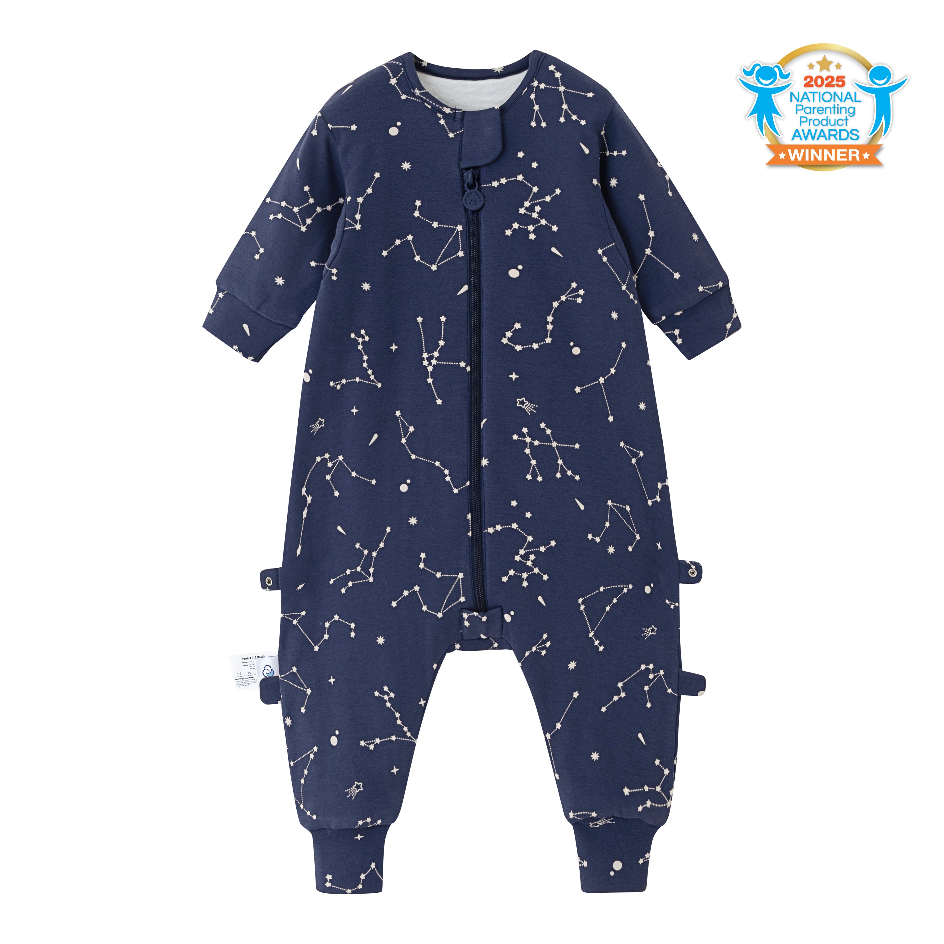All Season Long Sleeve Sleep Sack Walker 1.0 TOG - Organic Cotton & Camel Wool - Constellation