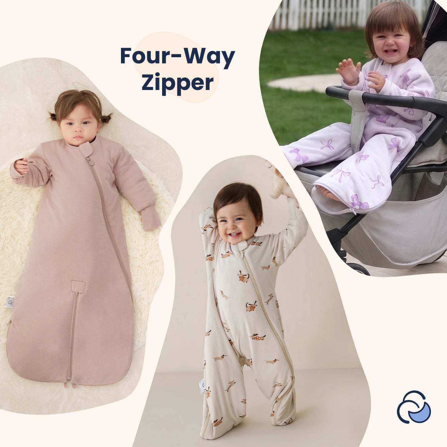 All Season Sleep Suit Sack 3-in-1 1.0 TOG - Organic Cotton & Camel Wool - Lavender Bow