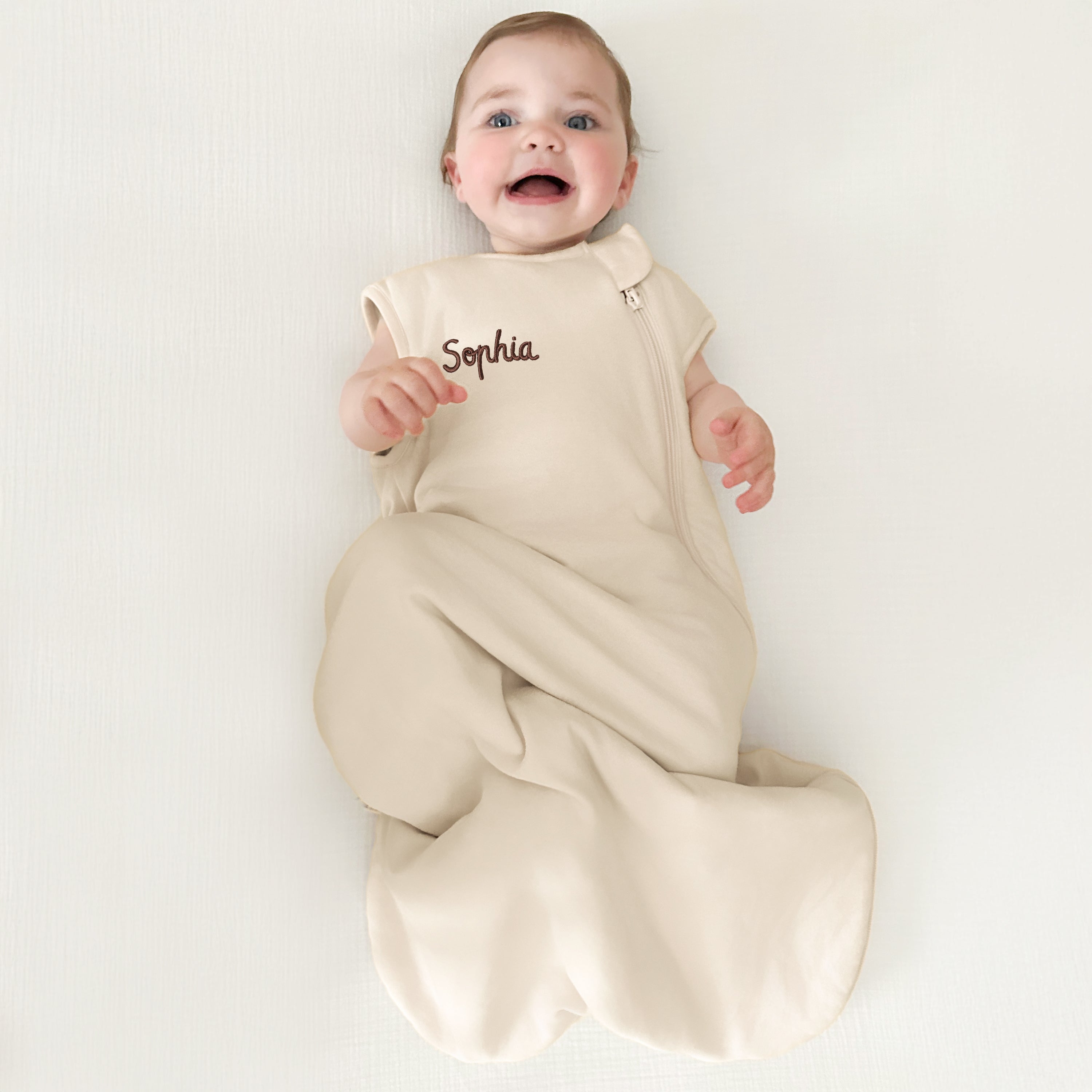 All Season Sleeveless Sleep Sack 1.0 TOG - Organic Cotton & Camel Wool -Cream