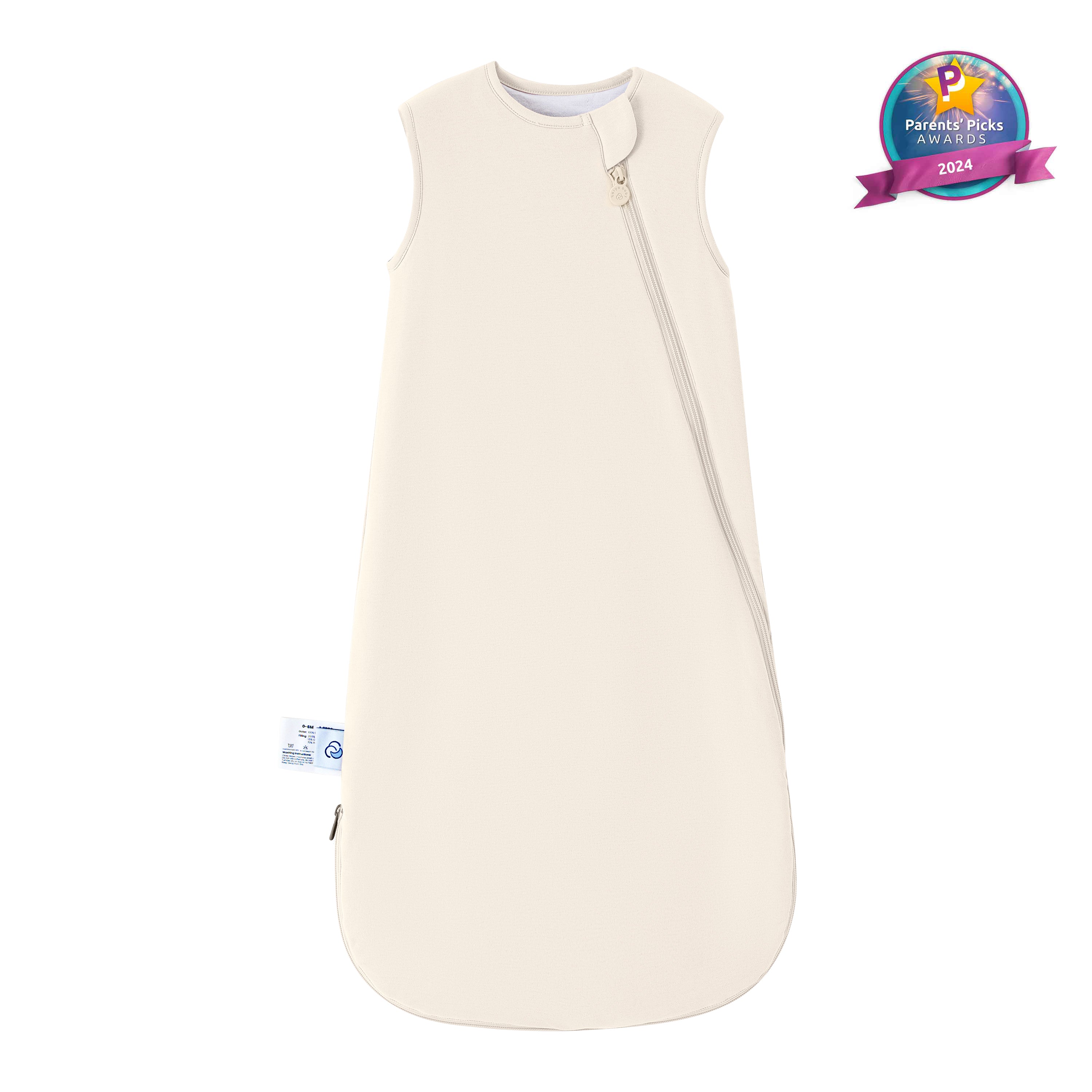 All Season Sleeveless Sleep Sack 1.0 TOG - Organic Cotton & Camel Wool -Cream
