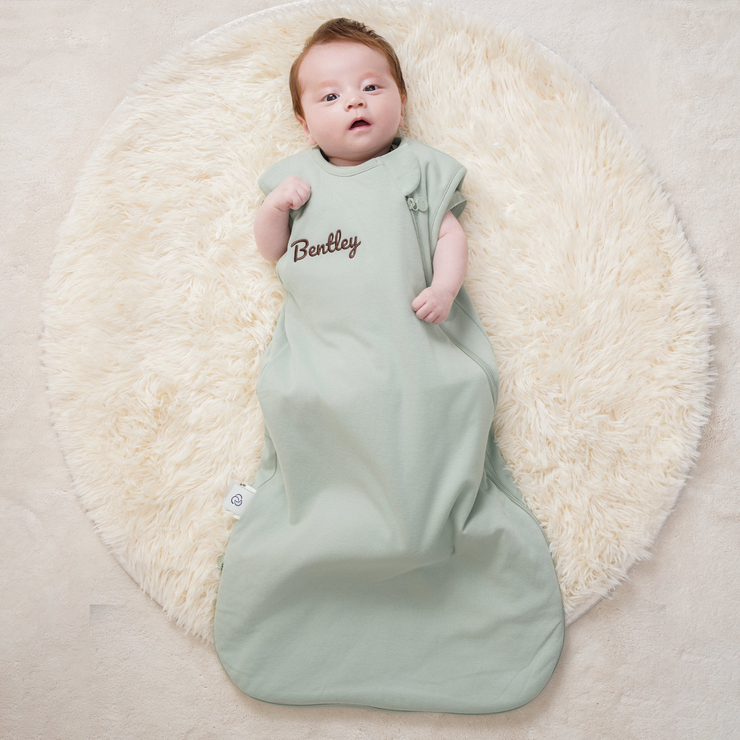 All Season Sleeveless Sleep Sack 1.0 TOG - Organic Cotton & Camel Wool -Pea Green