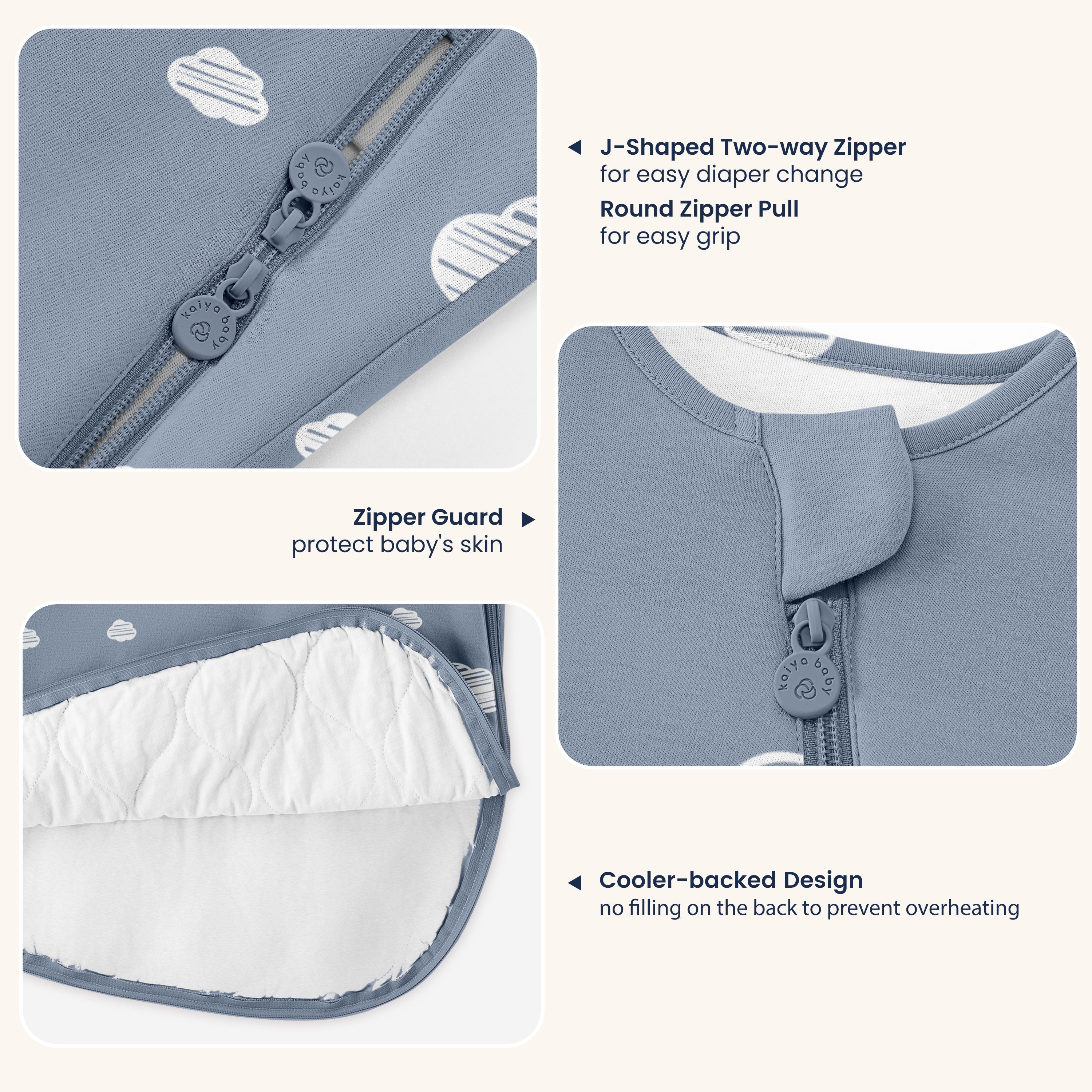 All Season Sleeveless Sleep Sack 1.0 TOG - Organic Cotton & Camel Wool - Blue Sky