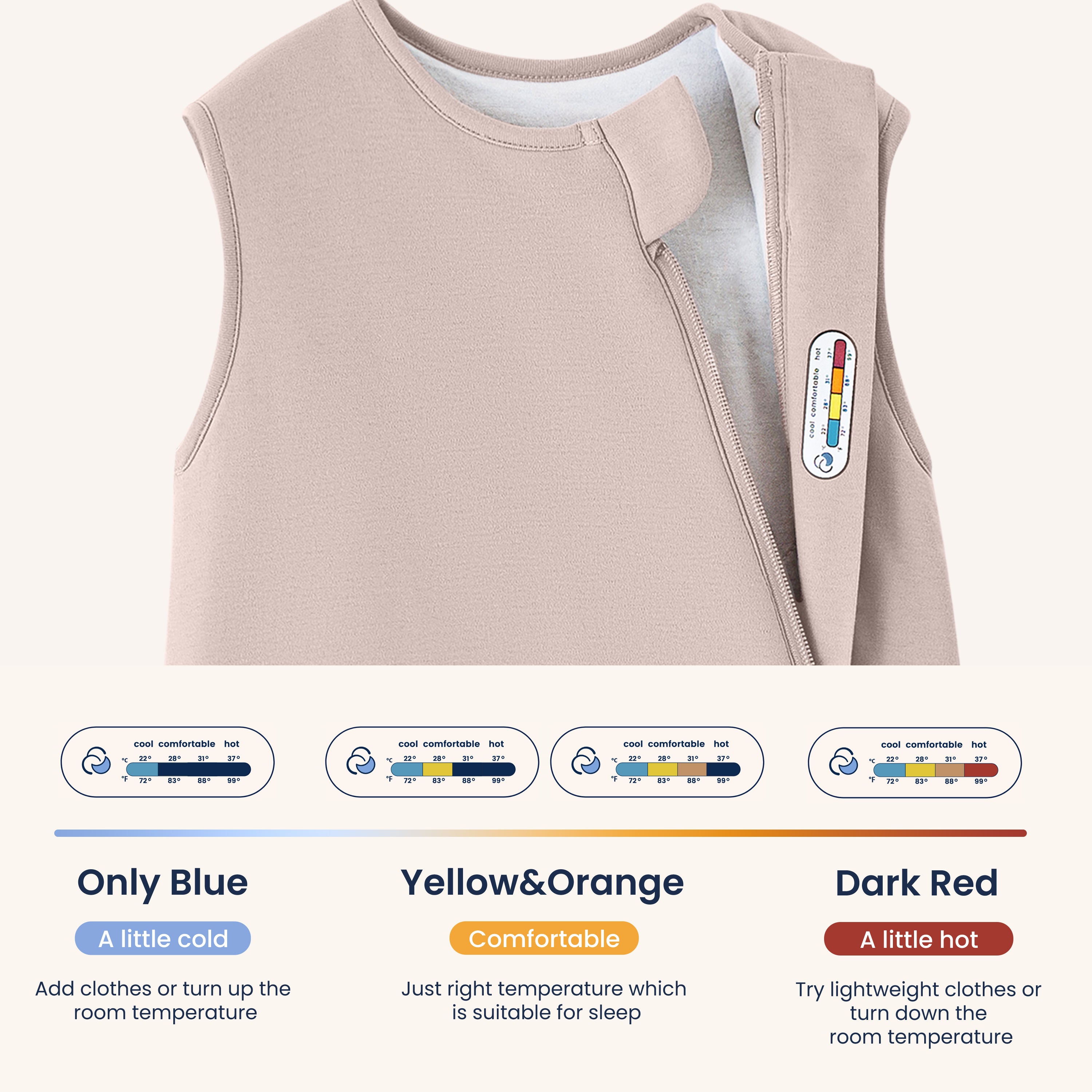 All Season Sleeveless Sleep Sack 1.0 TOG - Organic Cotton & Camel Wool - Dusty Pink