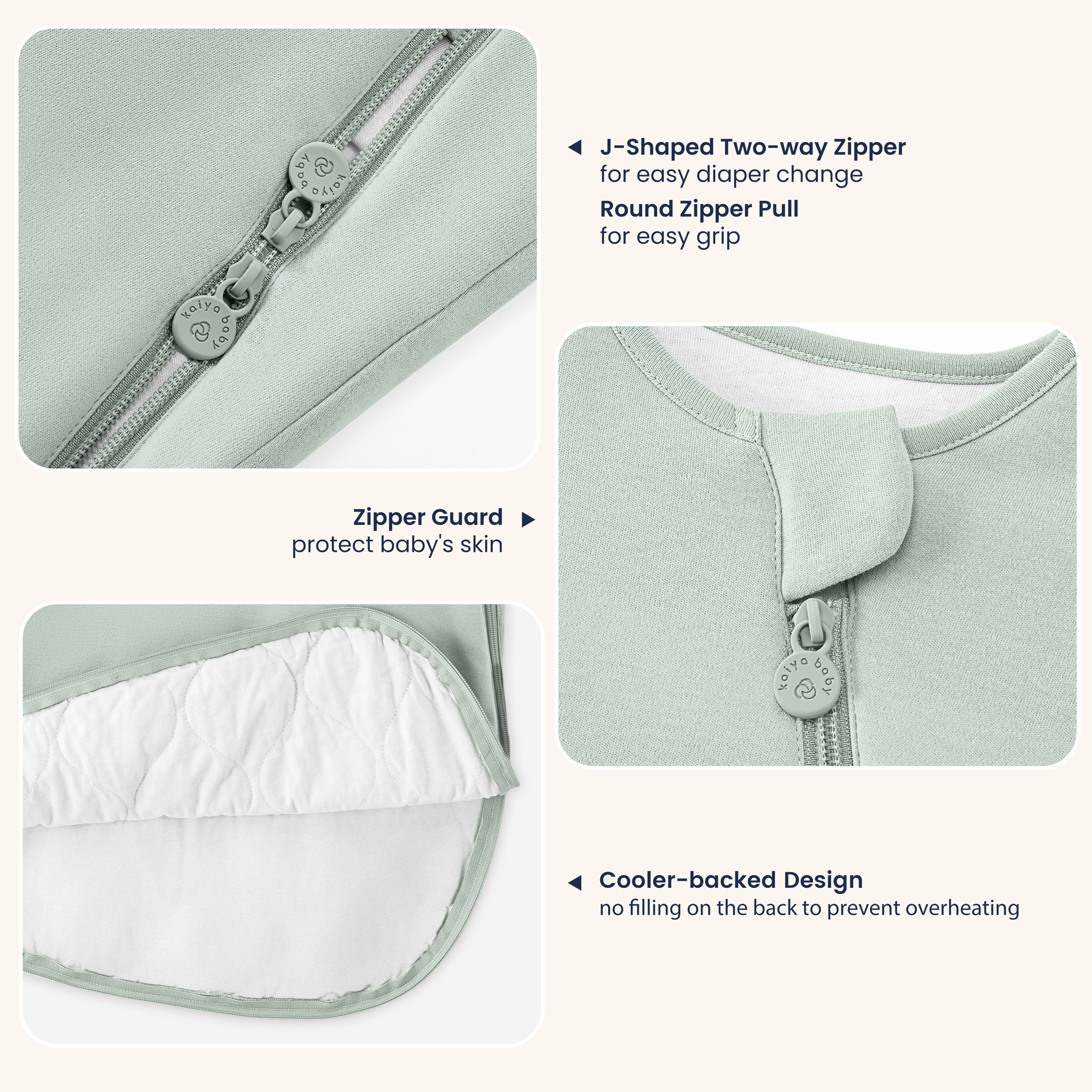 All Season Sleeveless Sleep Sack 1.0 TOG - Organic Cotton & Camel Wool - Green