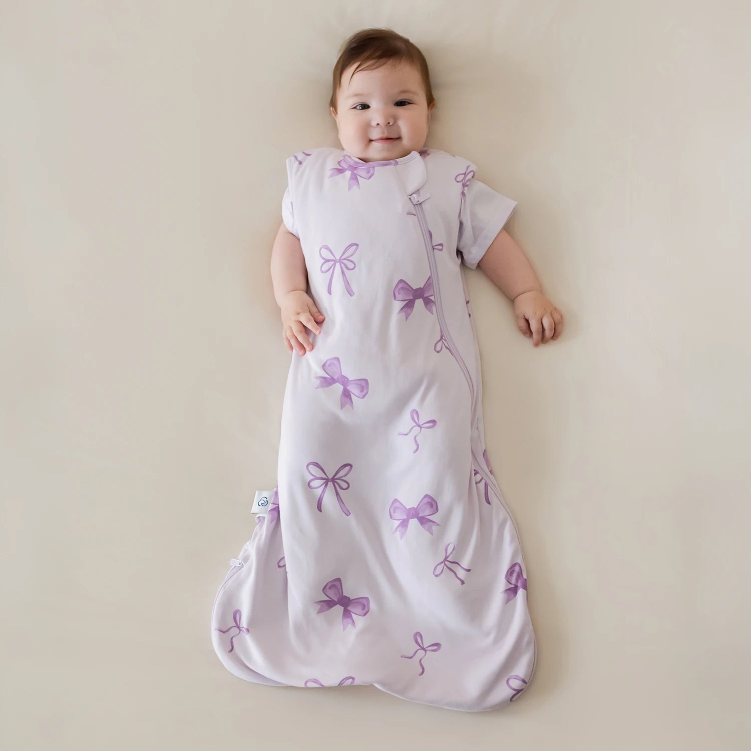 All Season Sleeveless Sleep Sack 1.0 TOG - Organic Cotton & Camel Wool - Lavender Bow