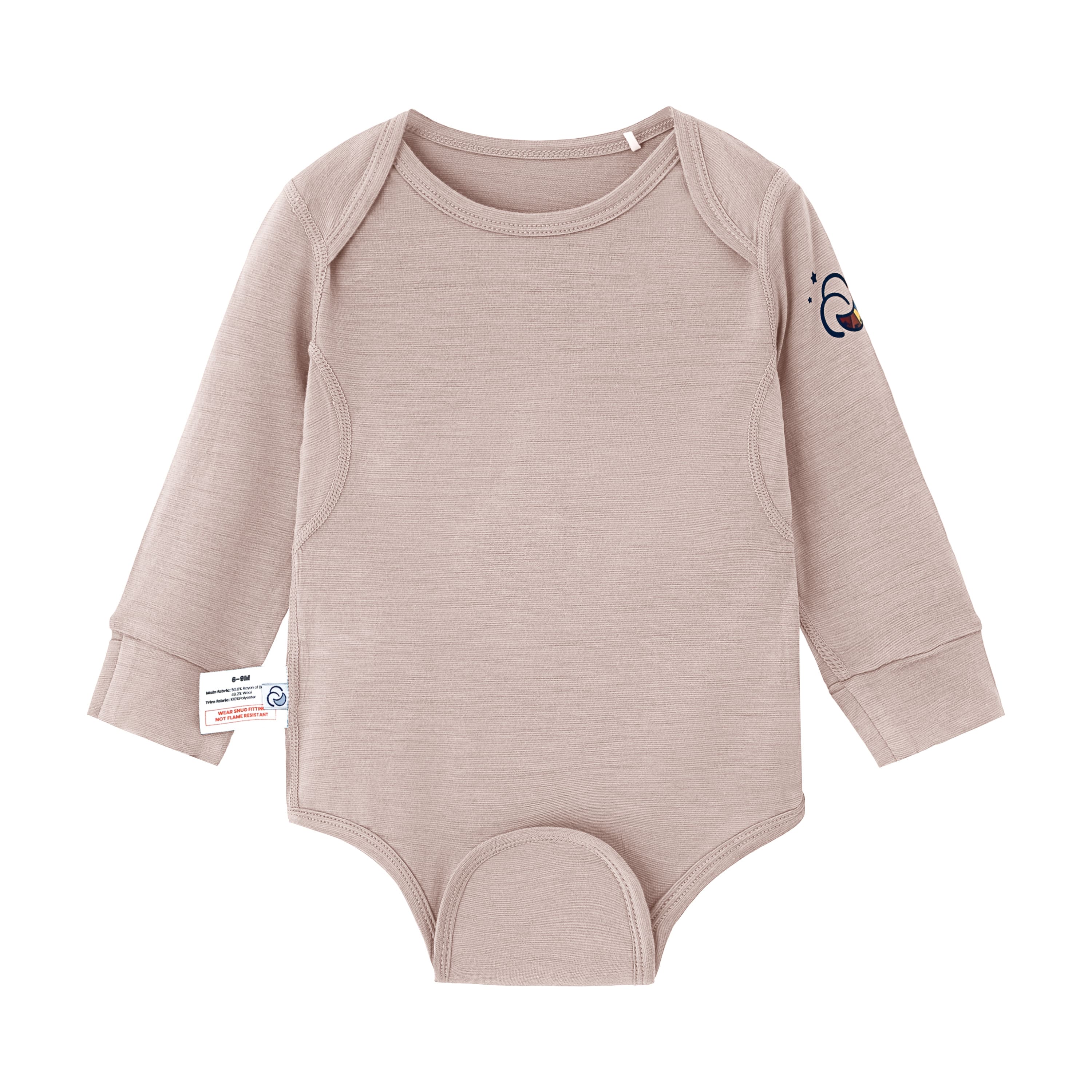 ClimaCuddle Baby Bodysuit Long Sleeve - Merino Wool & Rayon Bamboo - Dusty Pink