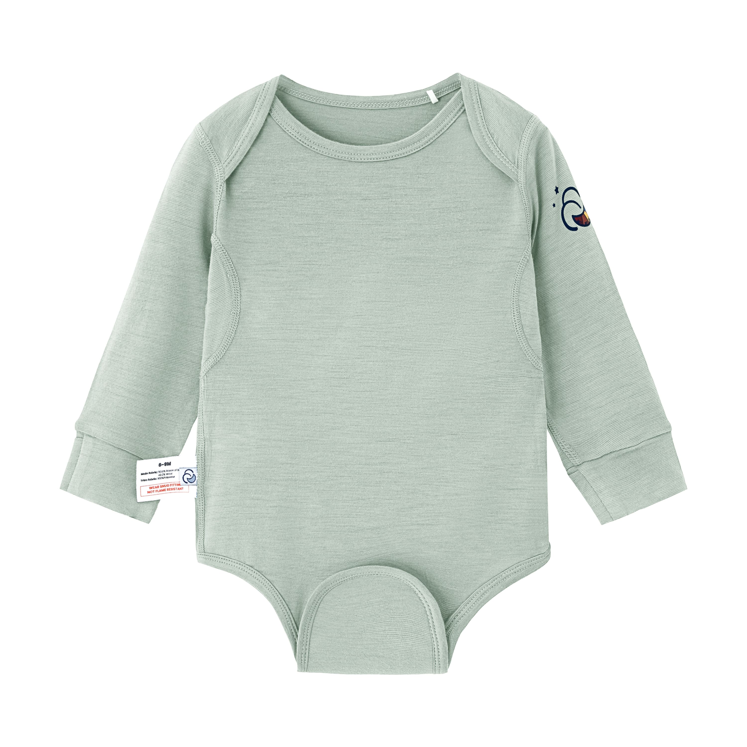ClimaCuddle Baby Bodysuit Long Sleeve - Merino Wool & Rayon Bamboo - Pea Green