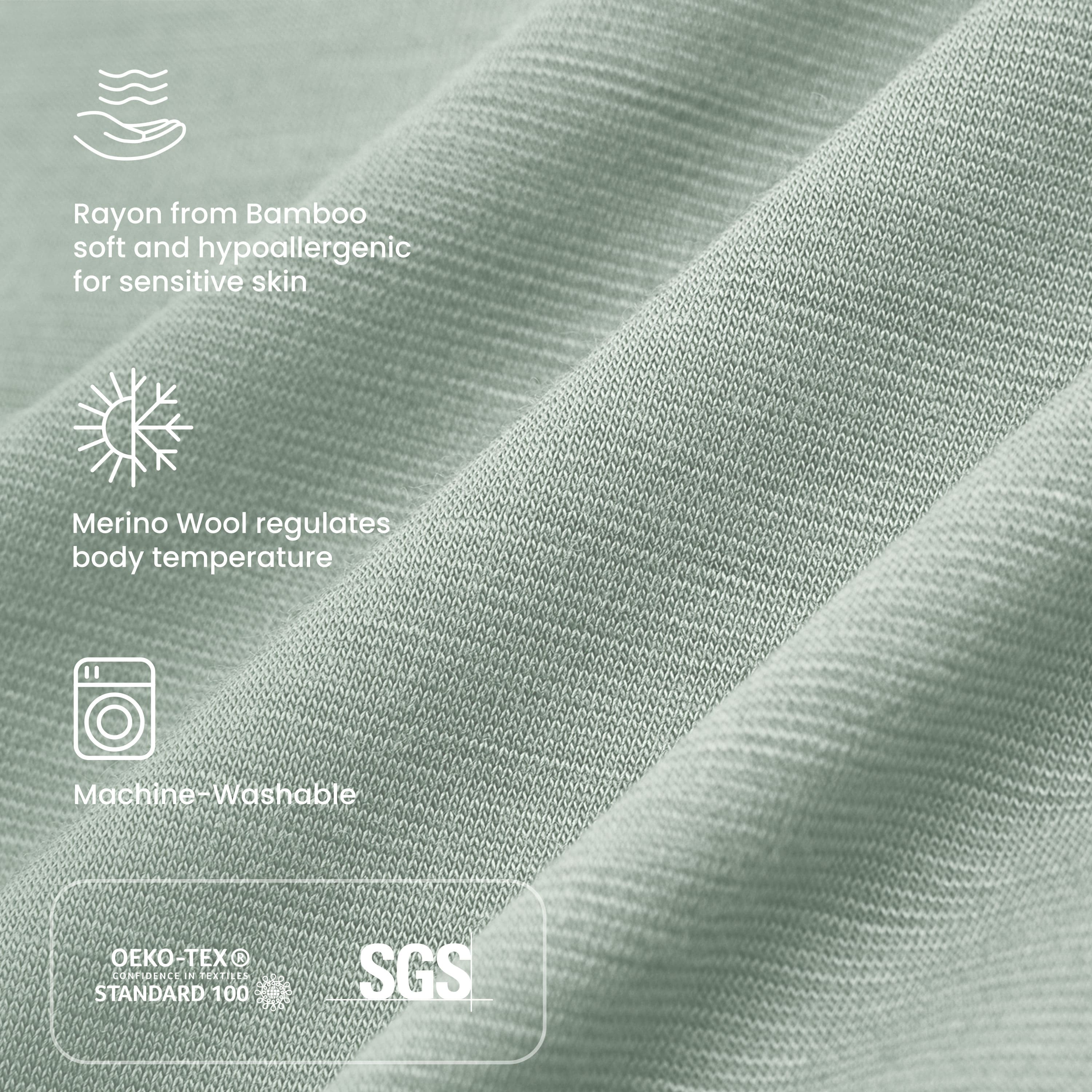 ClimaCuddle Baby Bodysuit Short Sleeve - Wool & Rayon Bamboo - Pea Green Certifiction