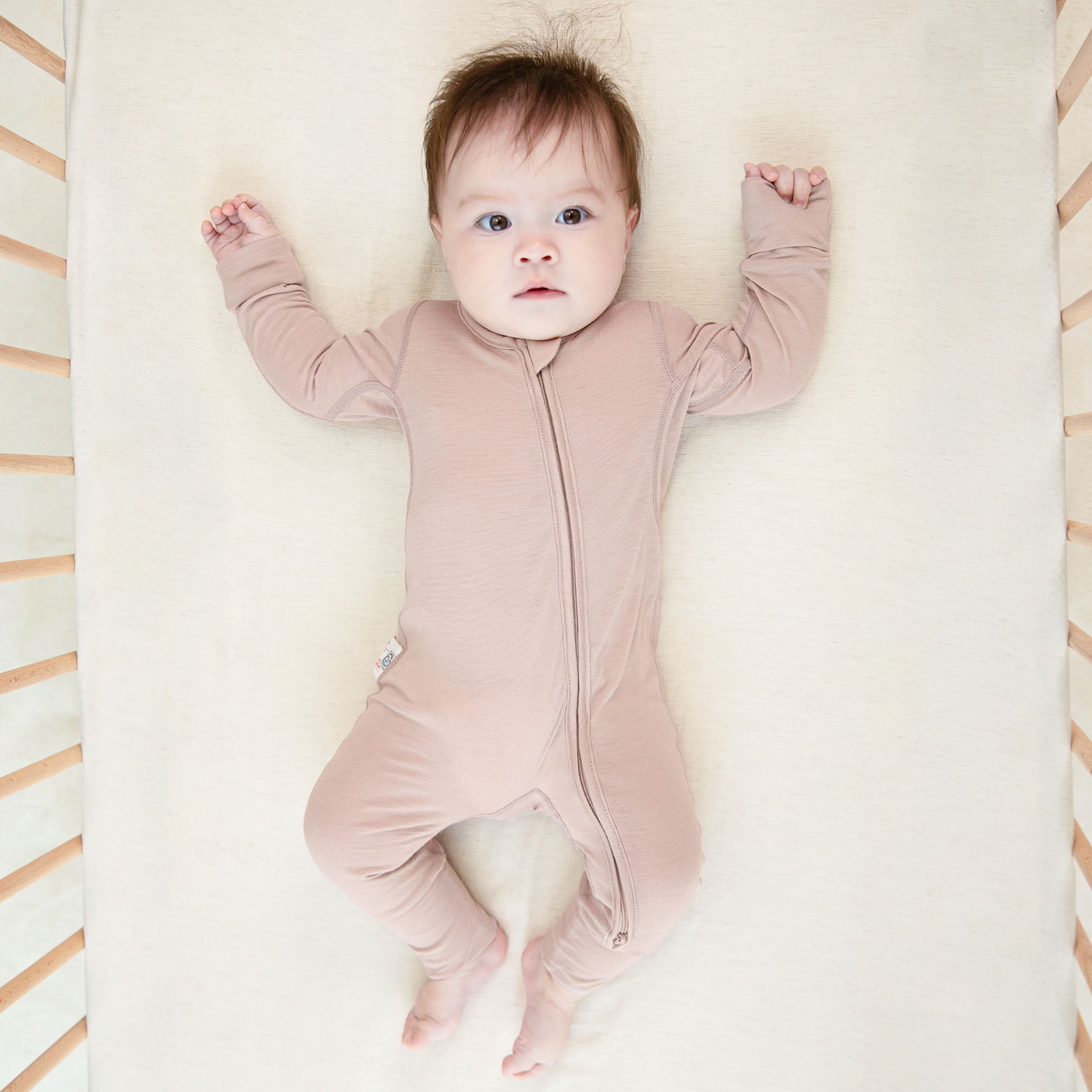 ClimaCuddle Baby Romper - Wool & Rayon Bamboo - Dusty Pink Baby Image