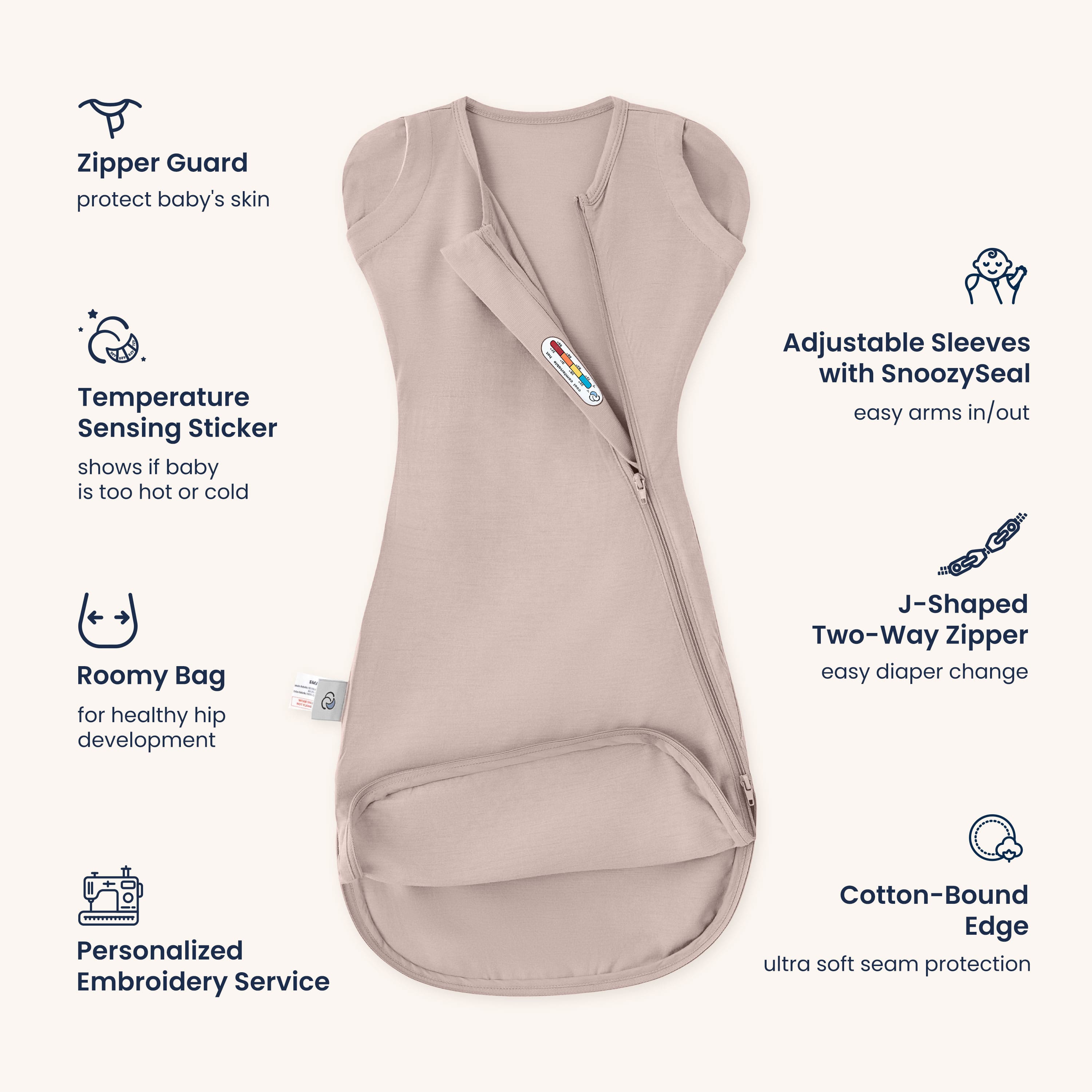 ClimaCuddle Swaddle 0.5 TOG - Merino Wool & Rayon Bamboo - Dusty Pink Feature