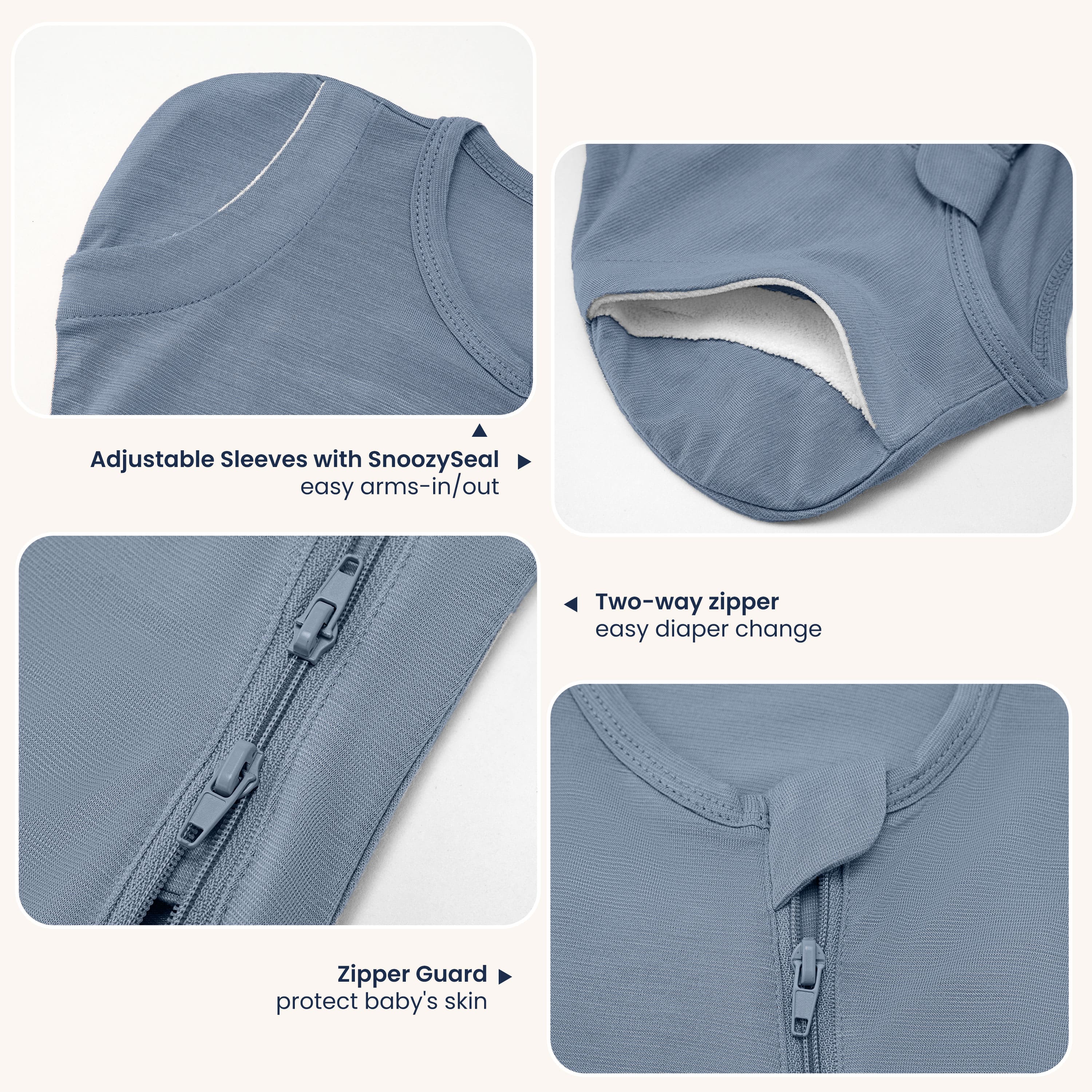 ClimaCuddle Swaddle 0.5 TOG - Wool & Rayon Bamboo - Misty Blue Detail