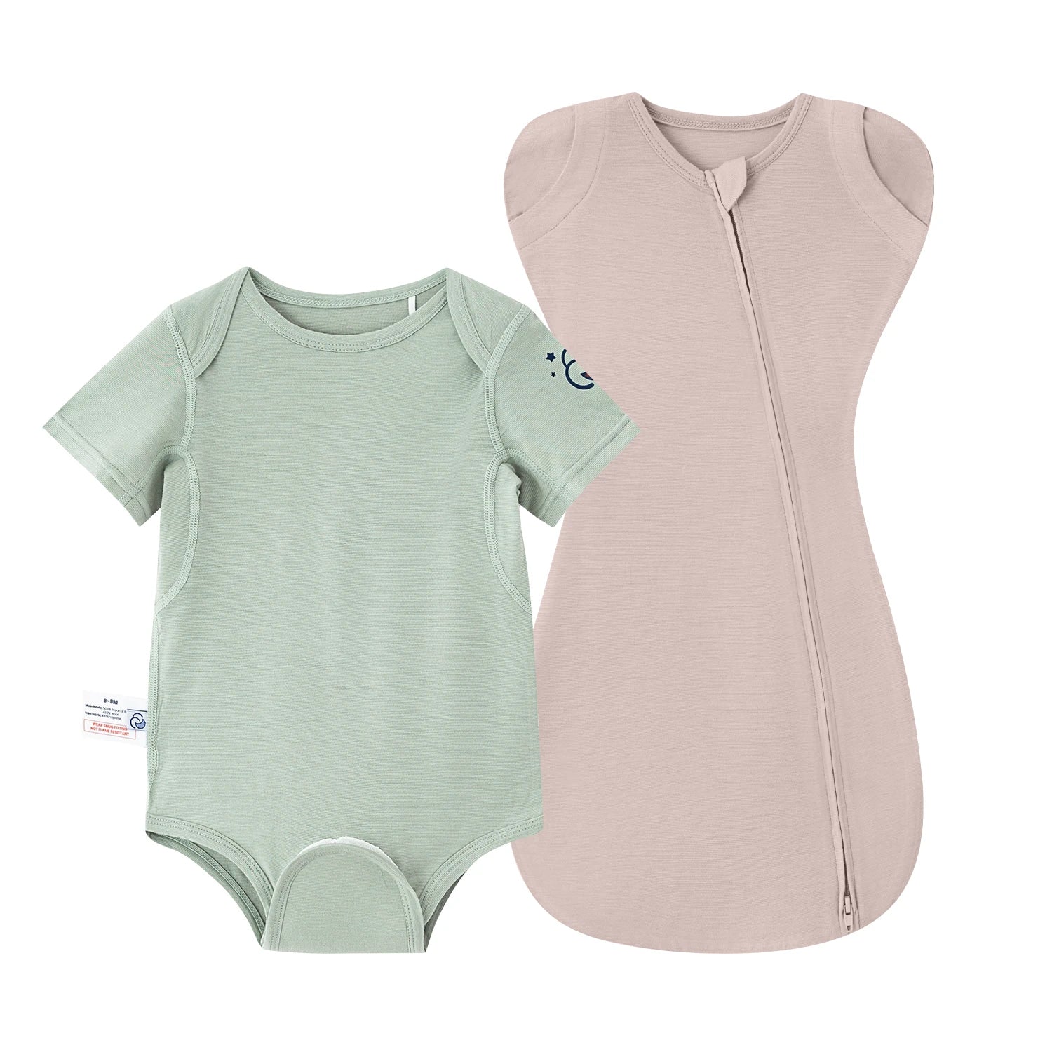 ClimaCuddle®- Merino Wool & Bamboo Rayon Baby Bodysuit Short Sleeve and Swaddle