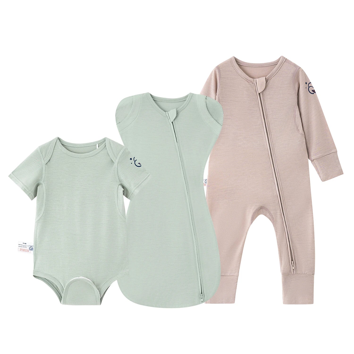 ClimaCuddle® 3-Pack Merino Wool & Bamboo Baby Set - Swaddle, Bodysuit and Romper