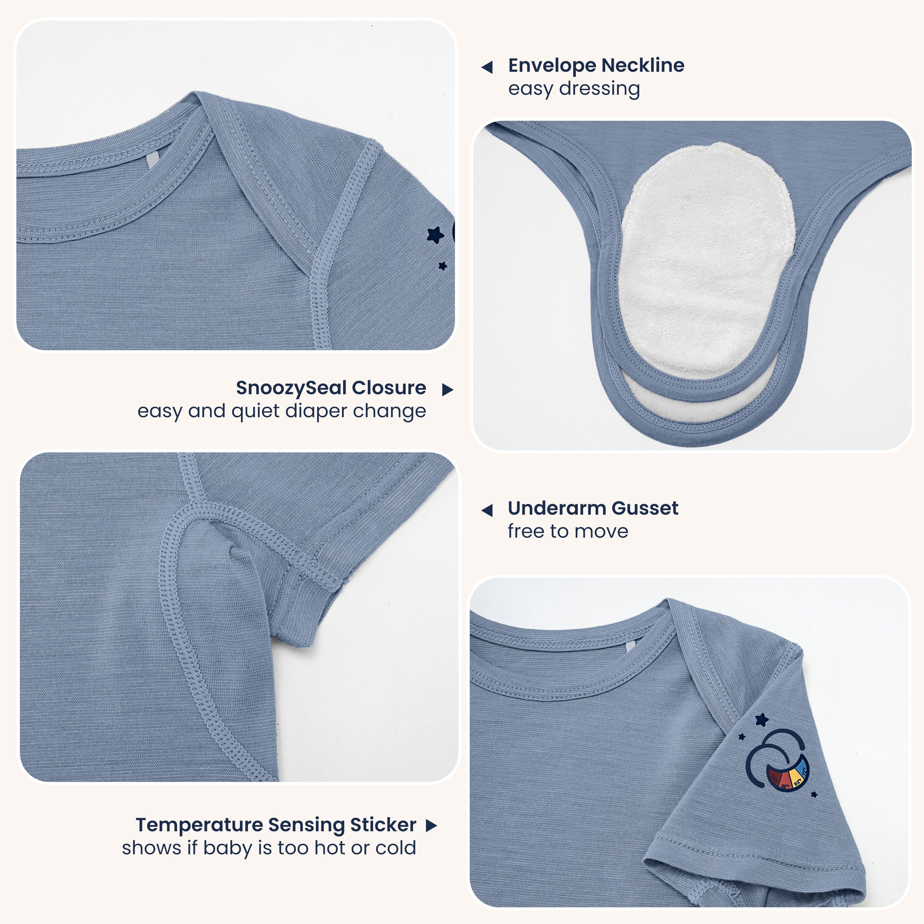 ClimaCuddle™ Baby Bodysuit Short Sleeve - Merino Wool & Rayon Bamboo -9