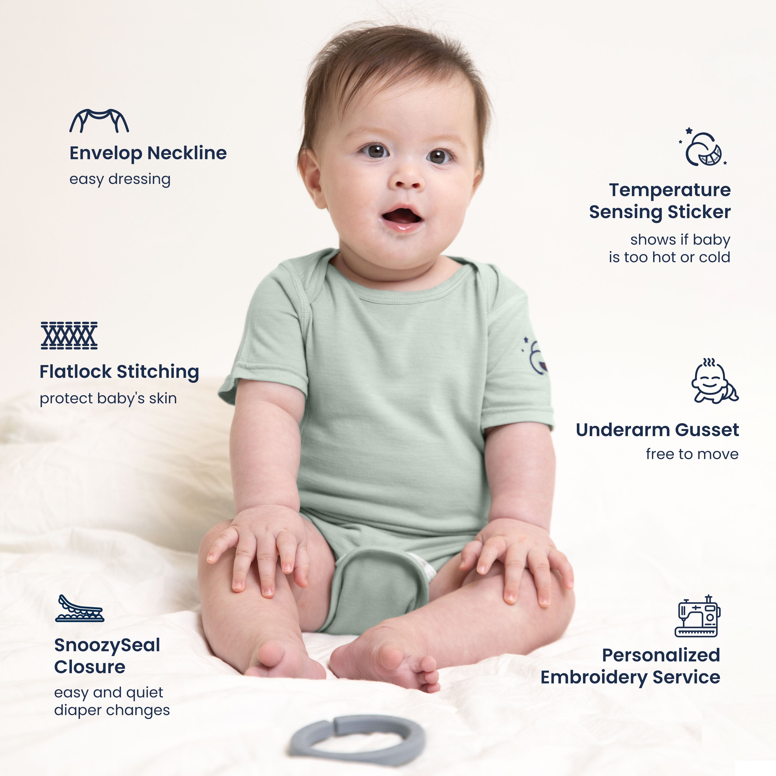 ClimaCuddle® Baby Bodysuit Short Sleeve - Merino Wool & Rayon Bamboo 2- Pack Bundle