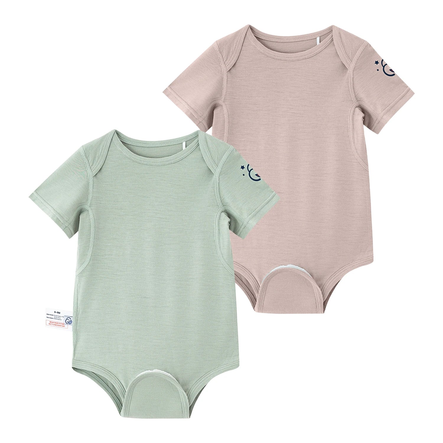 ClimaCuddle® Baby Bodysuit Short Sleeve - Merino Wool & Rayon Bamboo 3- Pack Bundle