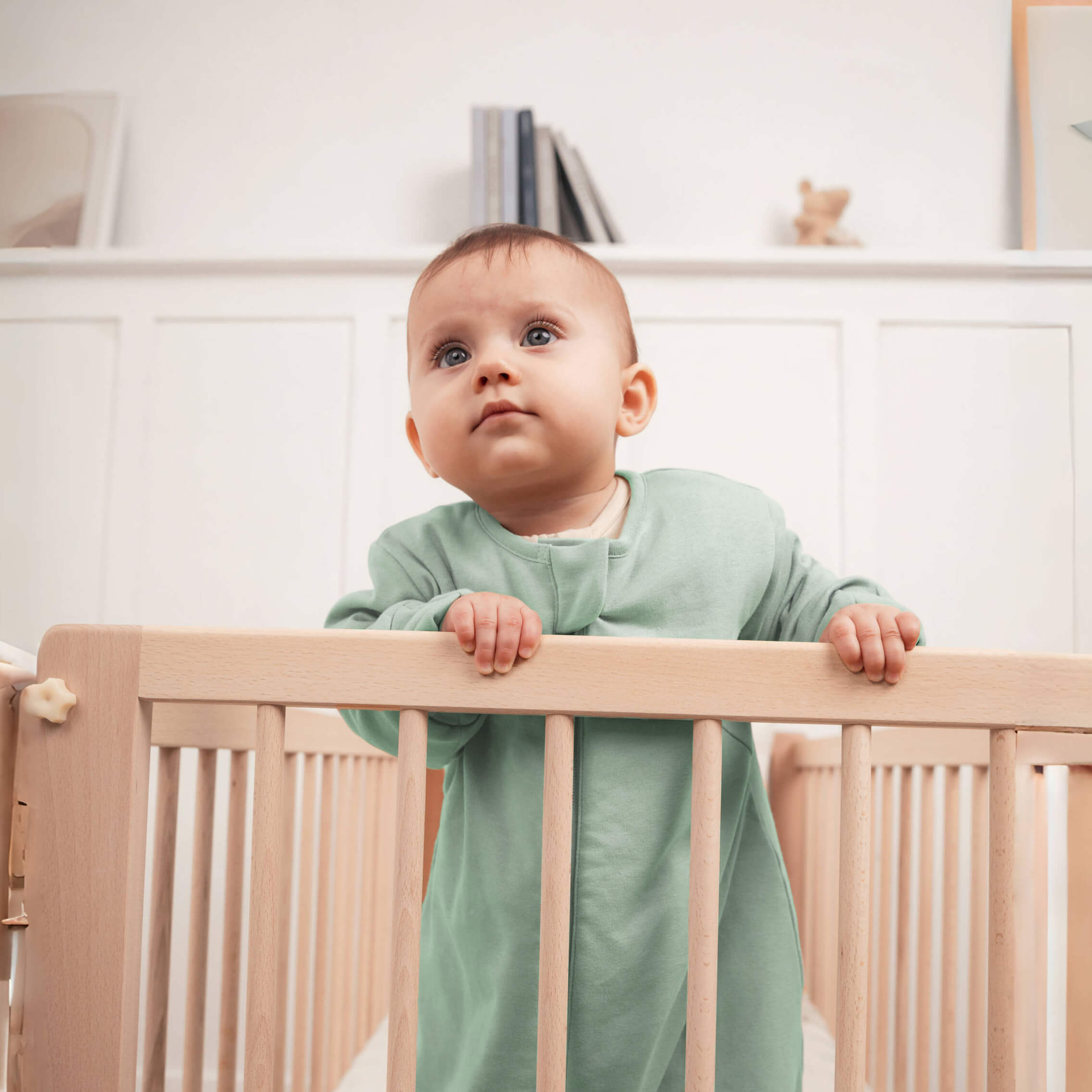 Organic Cotton & Camel Wool Long Sleeve Sleep Sack With Legs 1.0 TOG - Pea Green