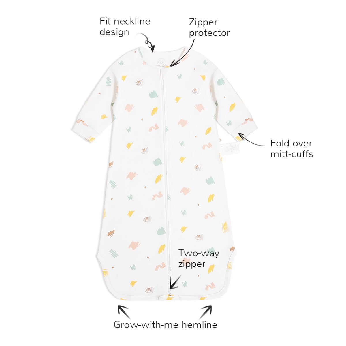 Front Opening Long Sleeve Sleep Sack - Graffiti