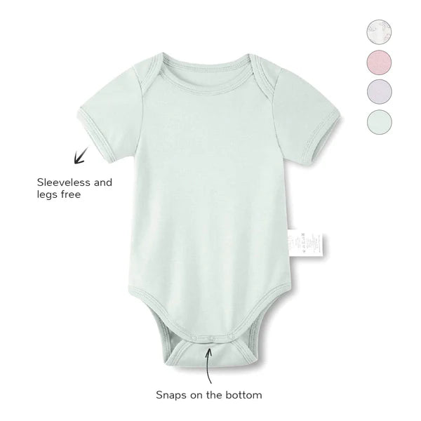 Organic Cotton Half Sleeves Snap Bodysuit+Essentials Shorts - Whisper Green