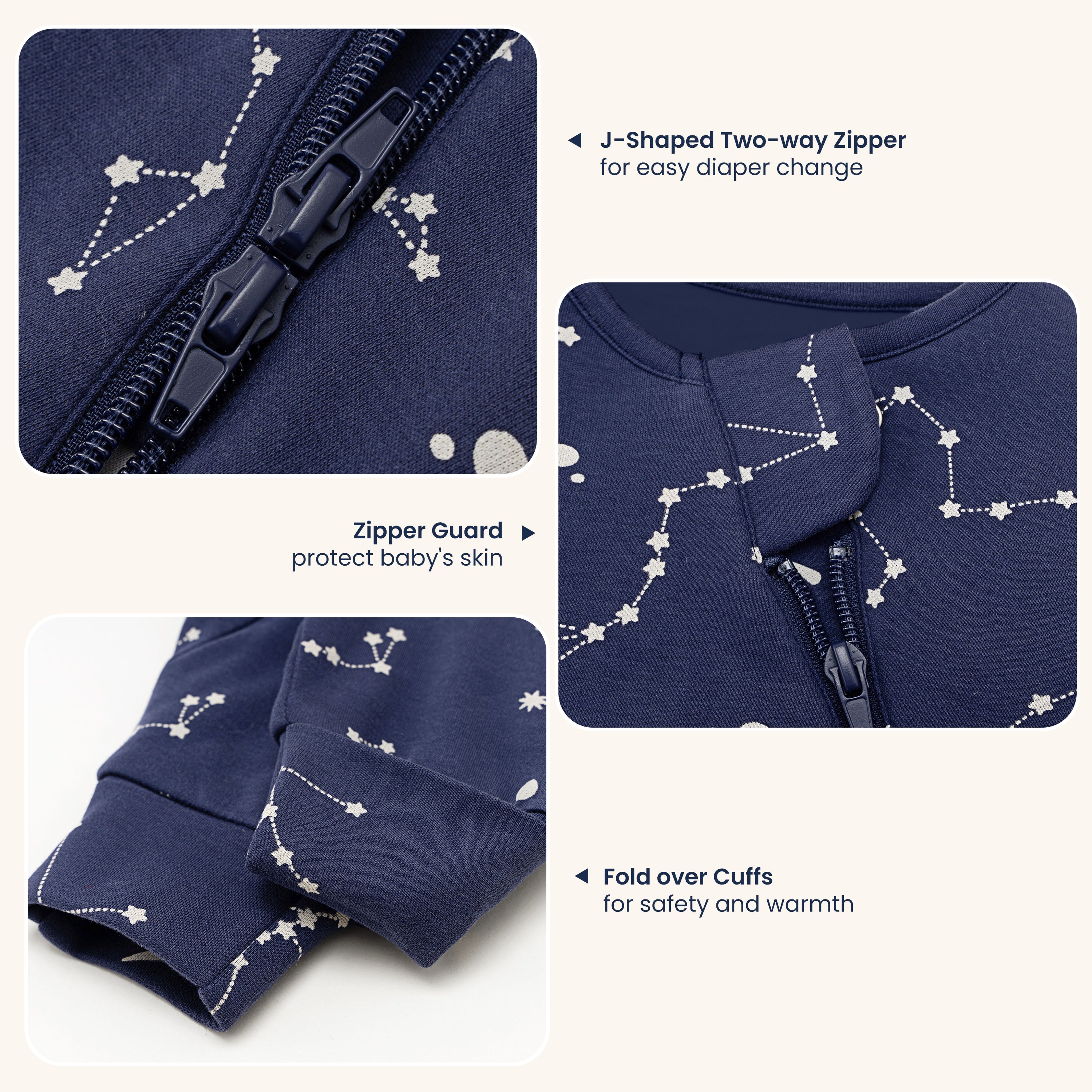 Organic Long Sleeve Sleep Sack 0.5 TOG - Constellation