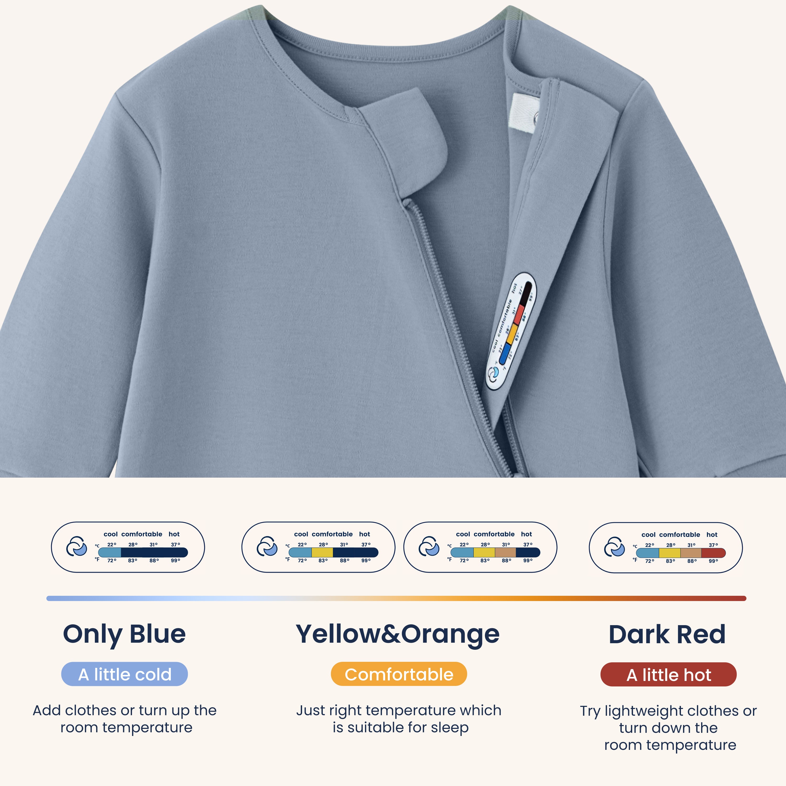 Organic Long Sleeve Sleep Sack 0.5 TOG - Flint Stone