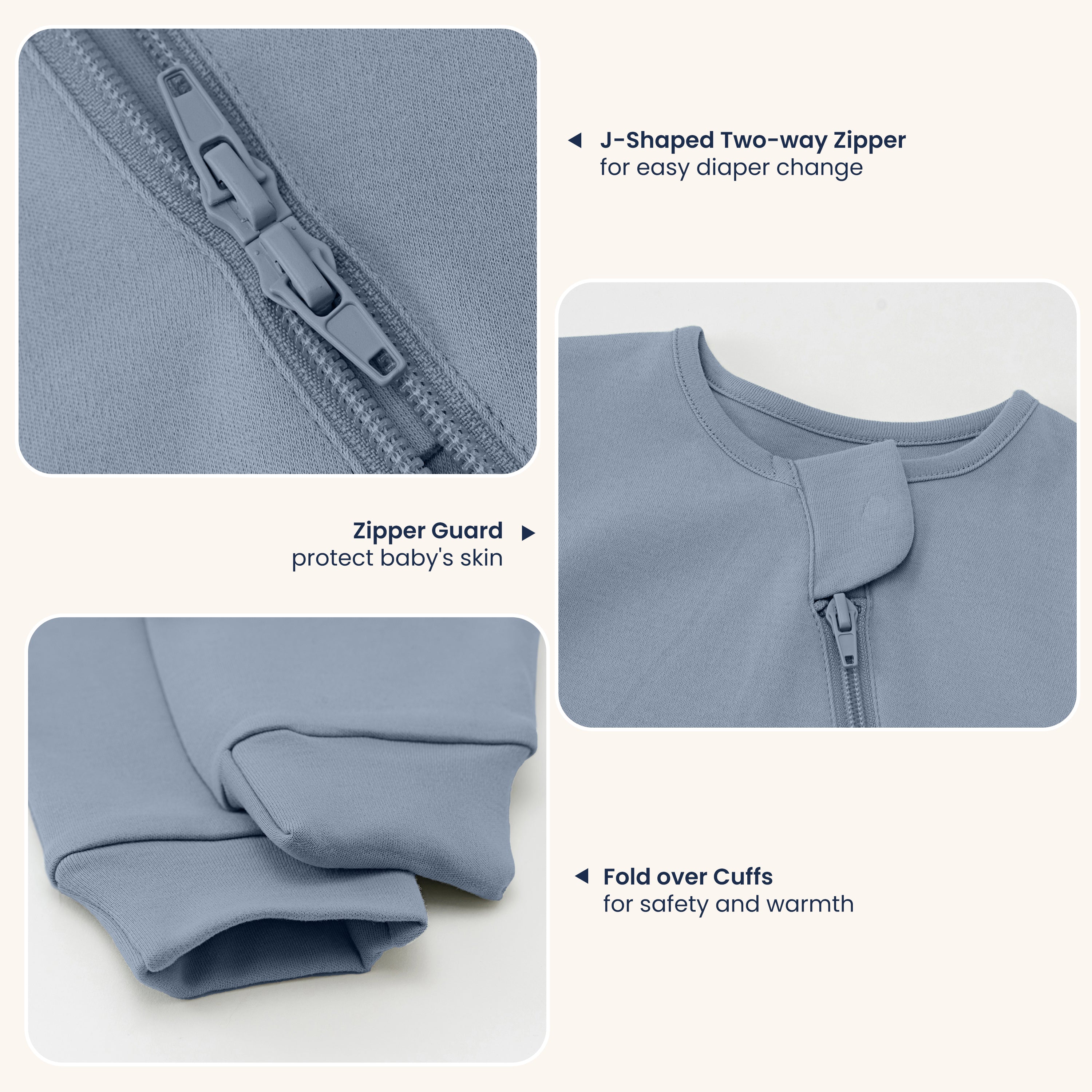 Organic Long Sleeve Sleep Sack 0.5 TOG - Flint Stone