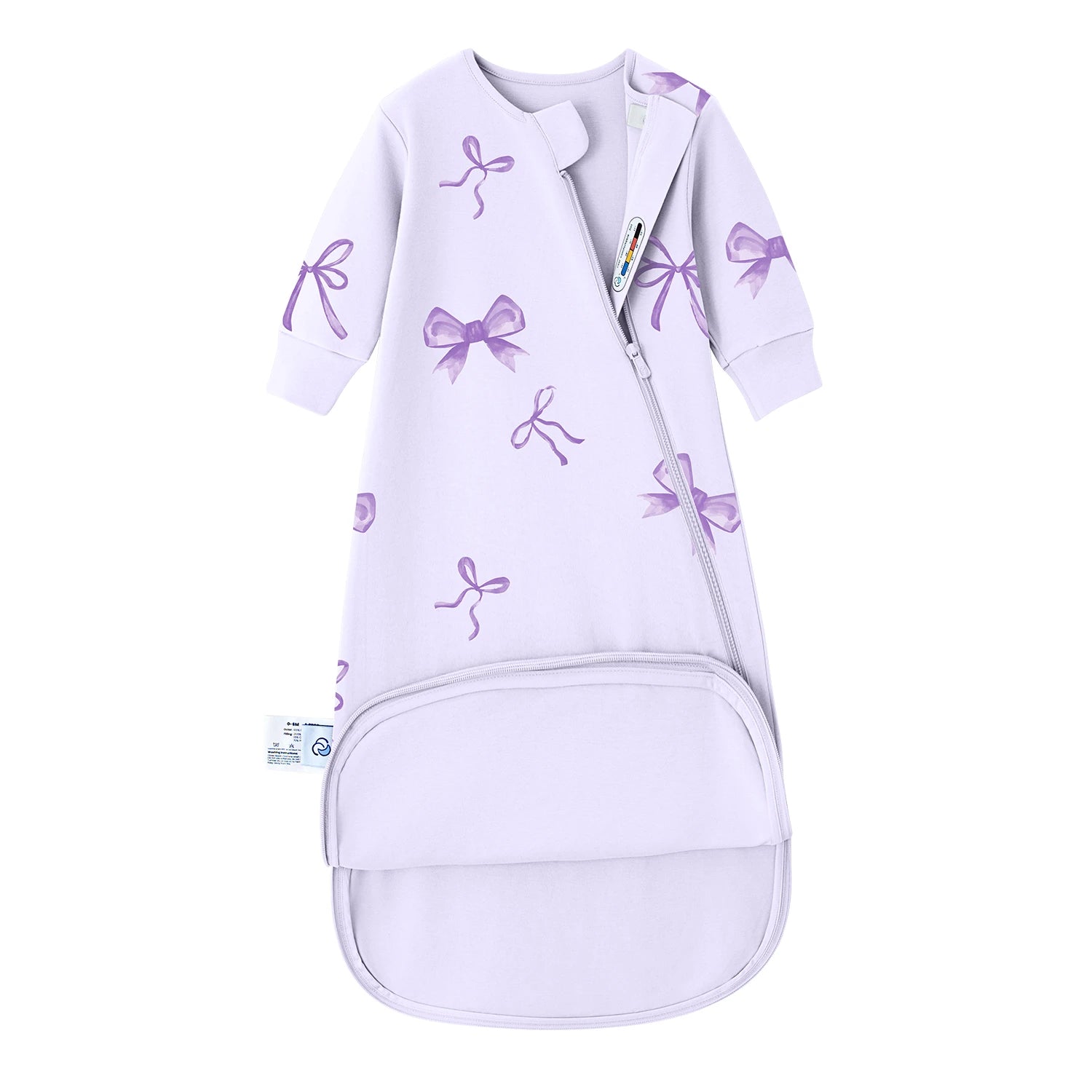 Organic Long Sleeve Sleep Sack 0.5 TOG - Lavender Bow